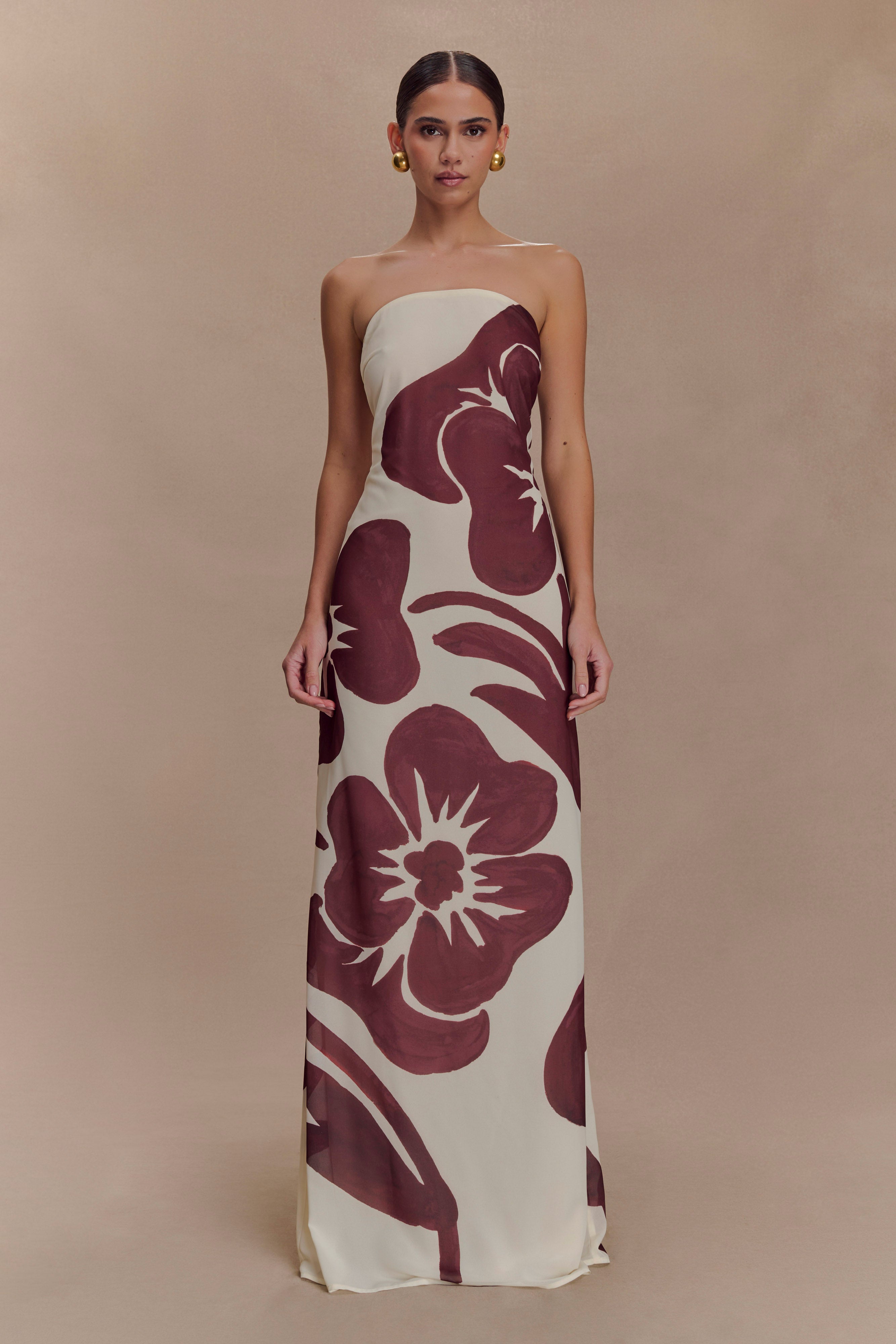 Amaya Strapless Chiffon Maxi Dress