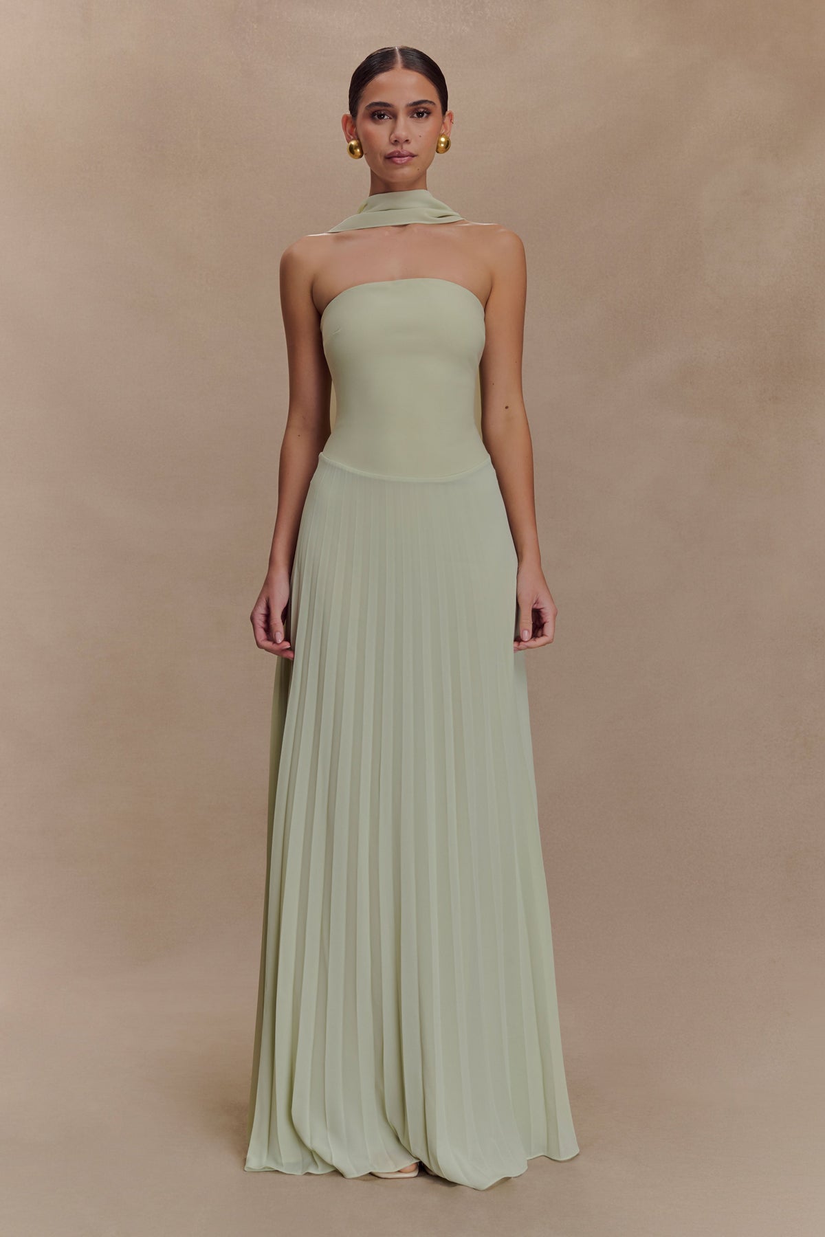 Caira Chiffon Scarf Maxi Dress - Sage