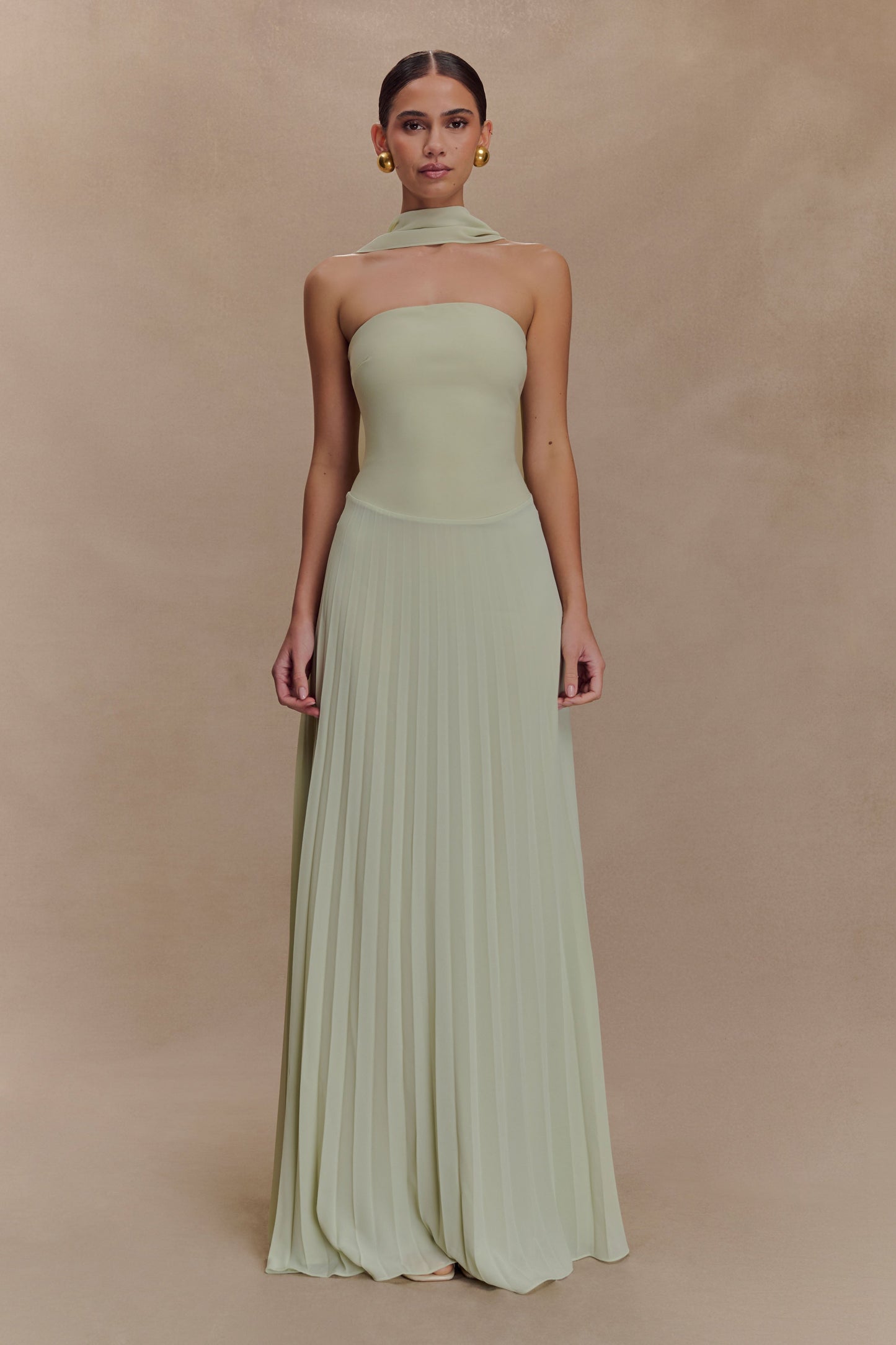Caira Chiffon Scarf Maxi Dress - Sage