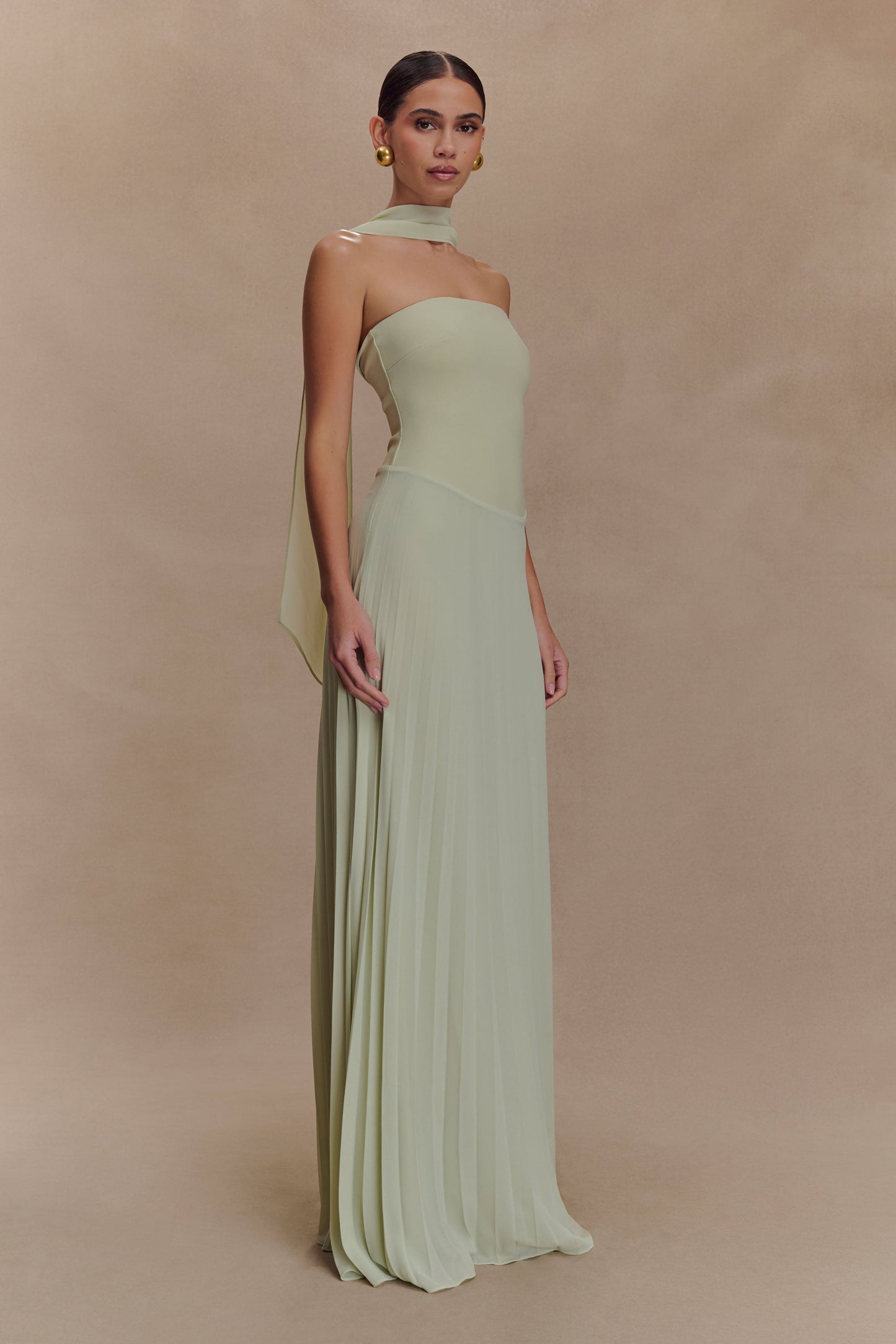 Caira Chiffon Scarf Maxi Dress - Sage