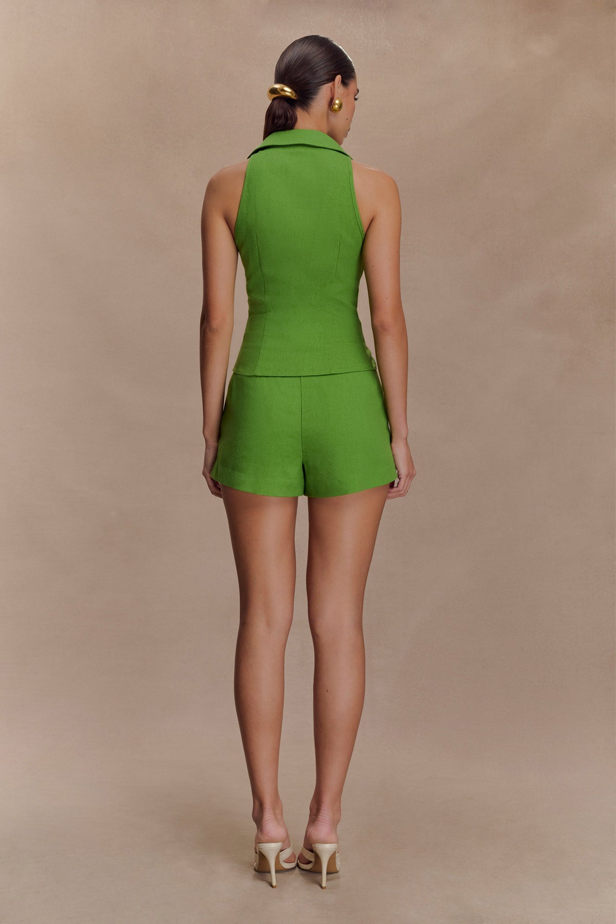 Scout Linen Belted Shorts - Green