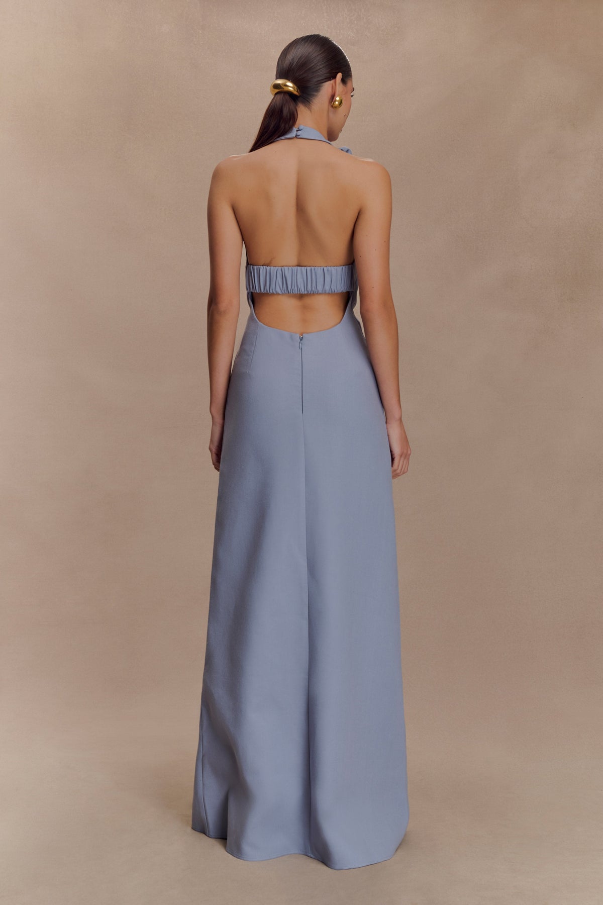 Carolyn Linen Bubble Maxi Dress - Misty Blue