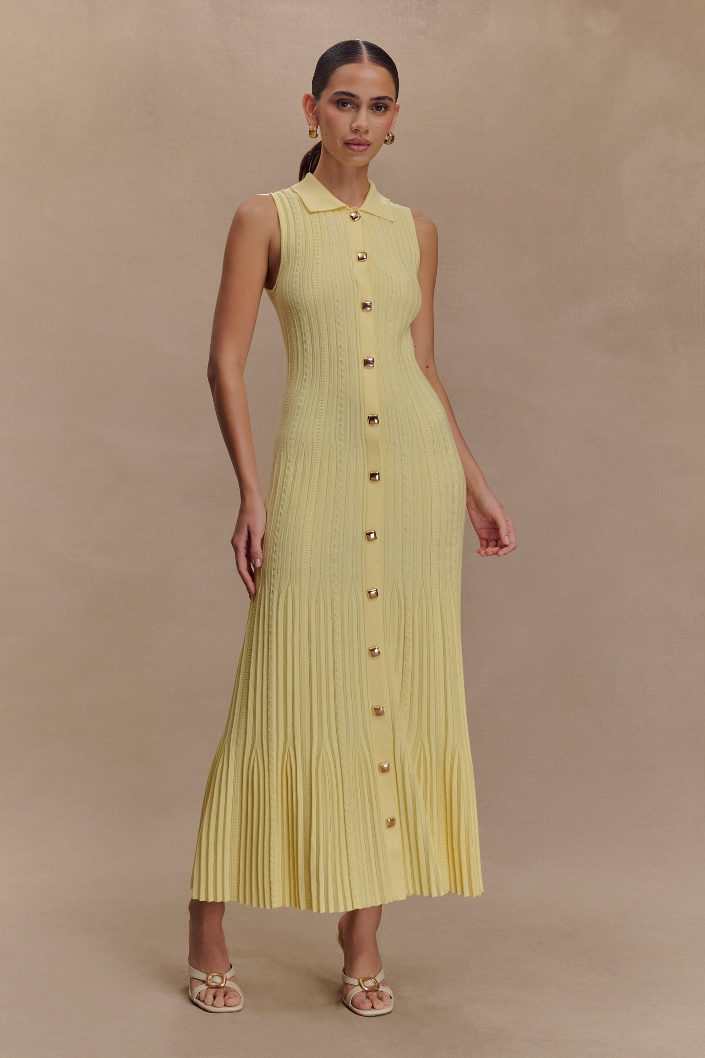 Margie Sleeveless Knit Midi Dress - Lemon