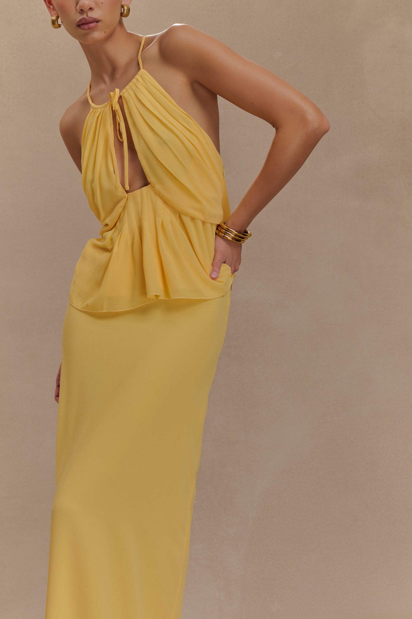 Korra Chiffon Halter Top - Butterscotch