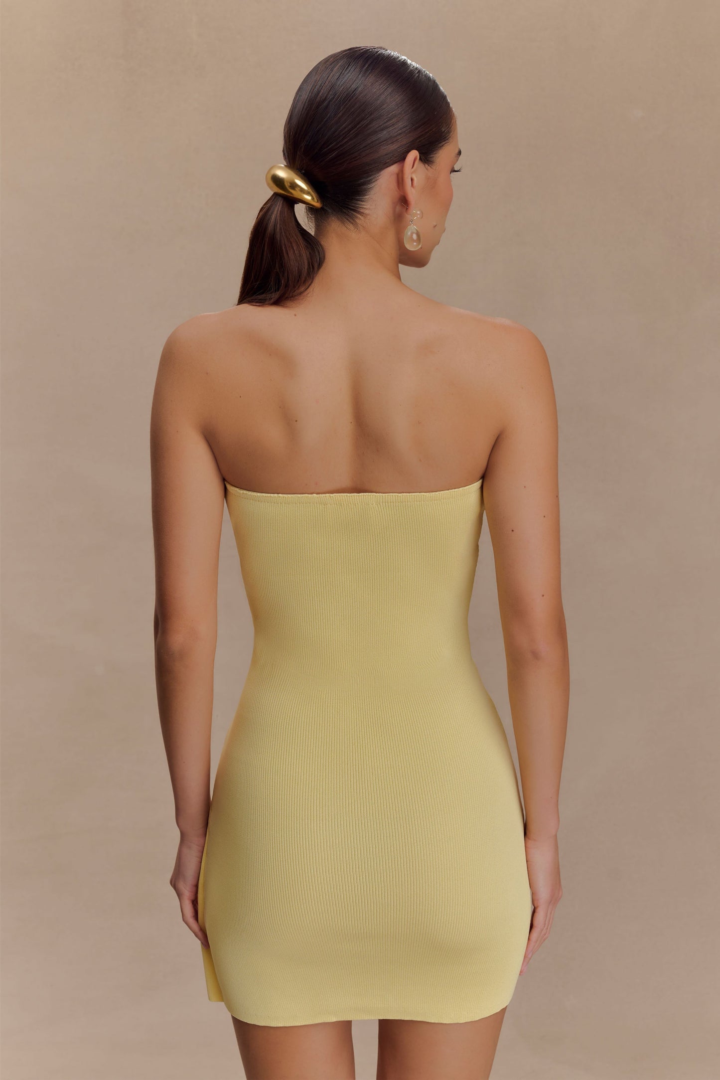 Rian Strapless Knit Mini Dress - Lemon