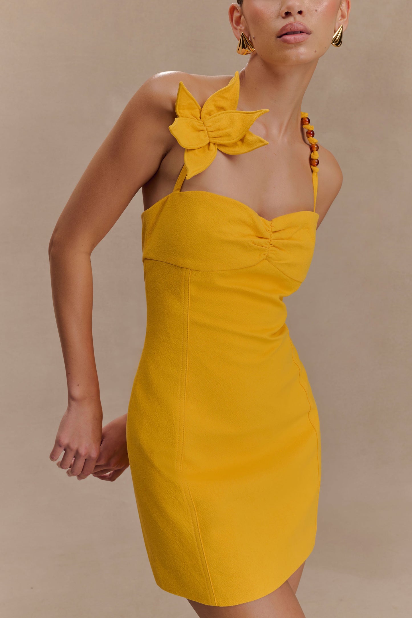 Reyes Cotton Floral Mini Dress - Butterscotch