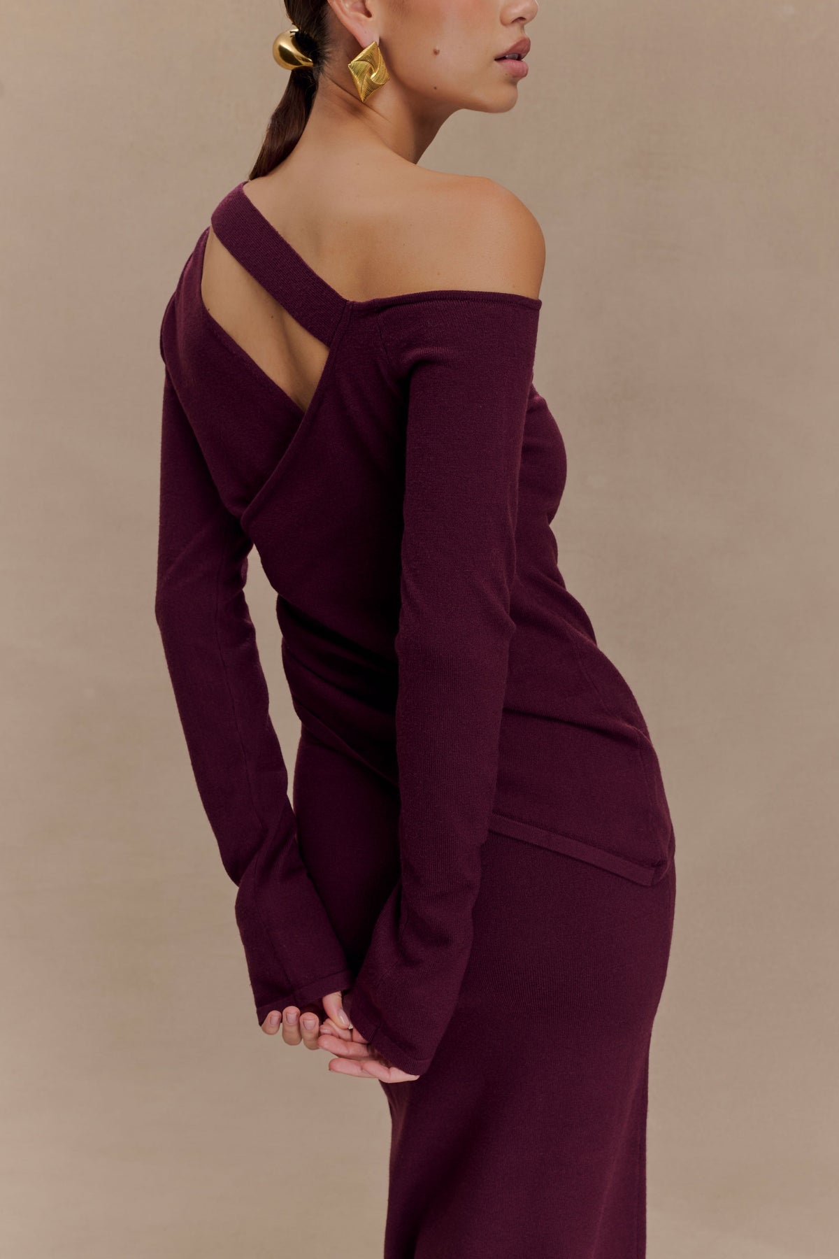 Miles Off Shoulder Knit Top - Plum