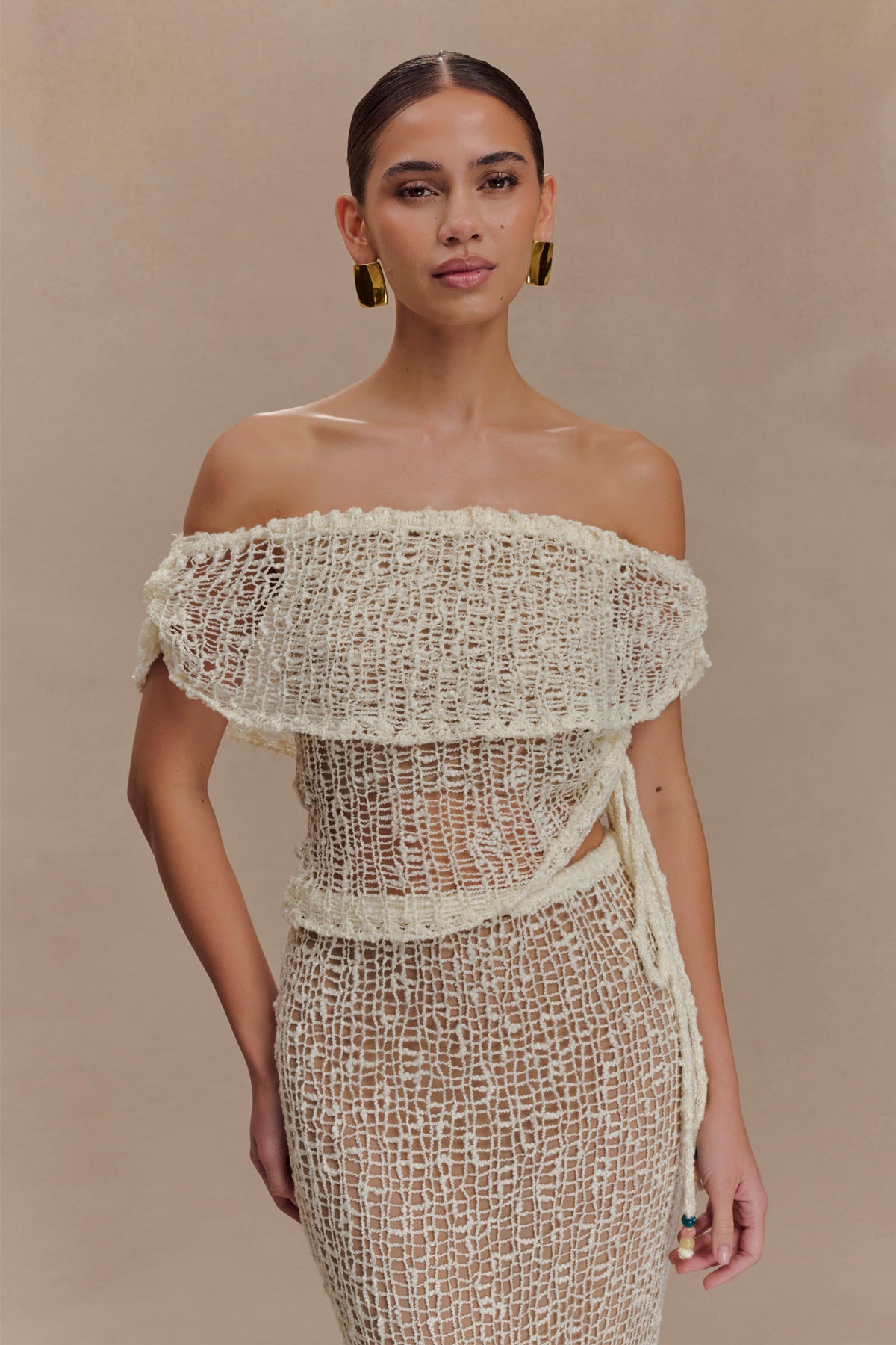 Cordelia Off Shoulder Knit Top - Ivory