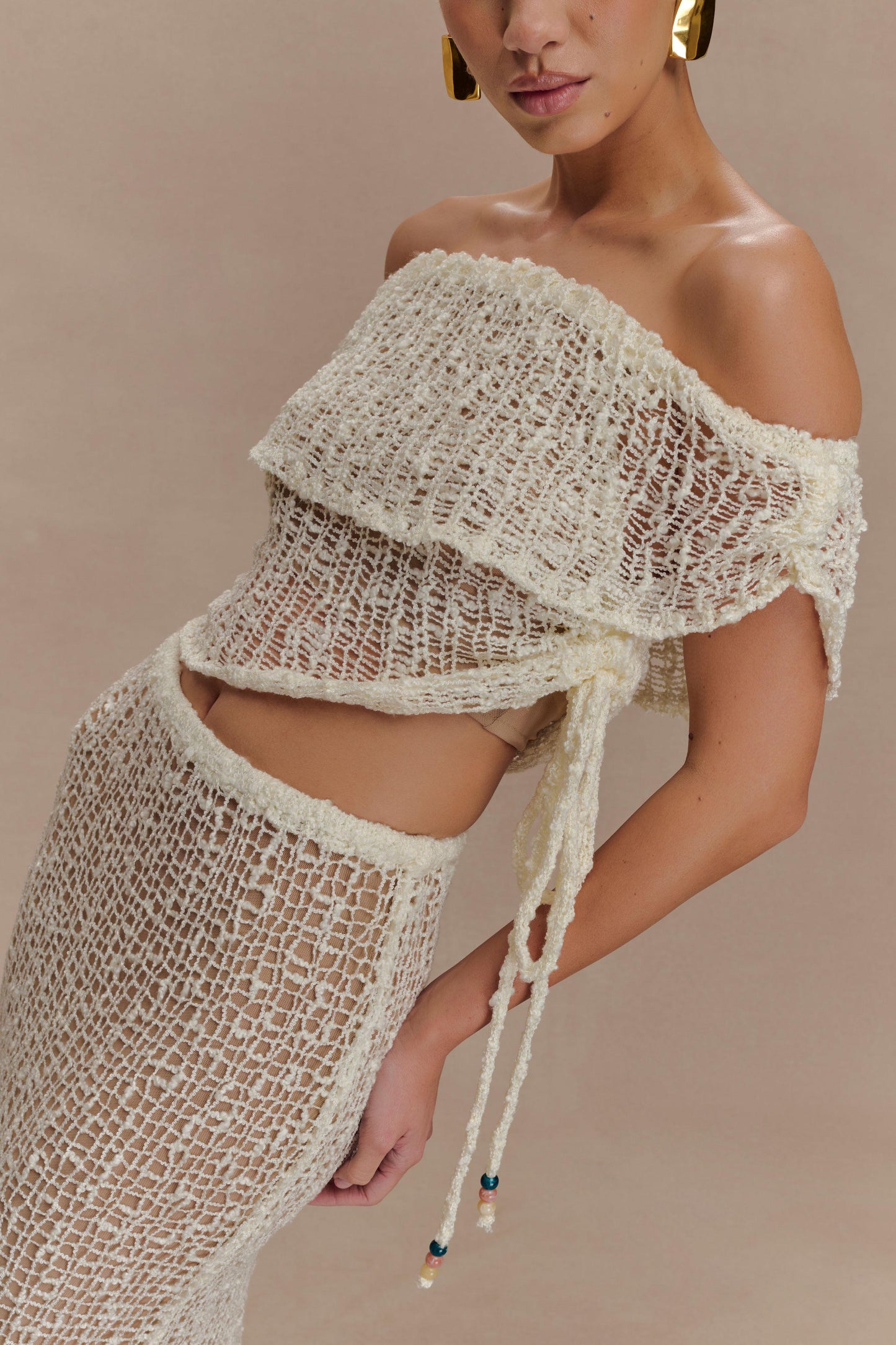 Cordelia Off Shoulder Knit Top - Ivory