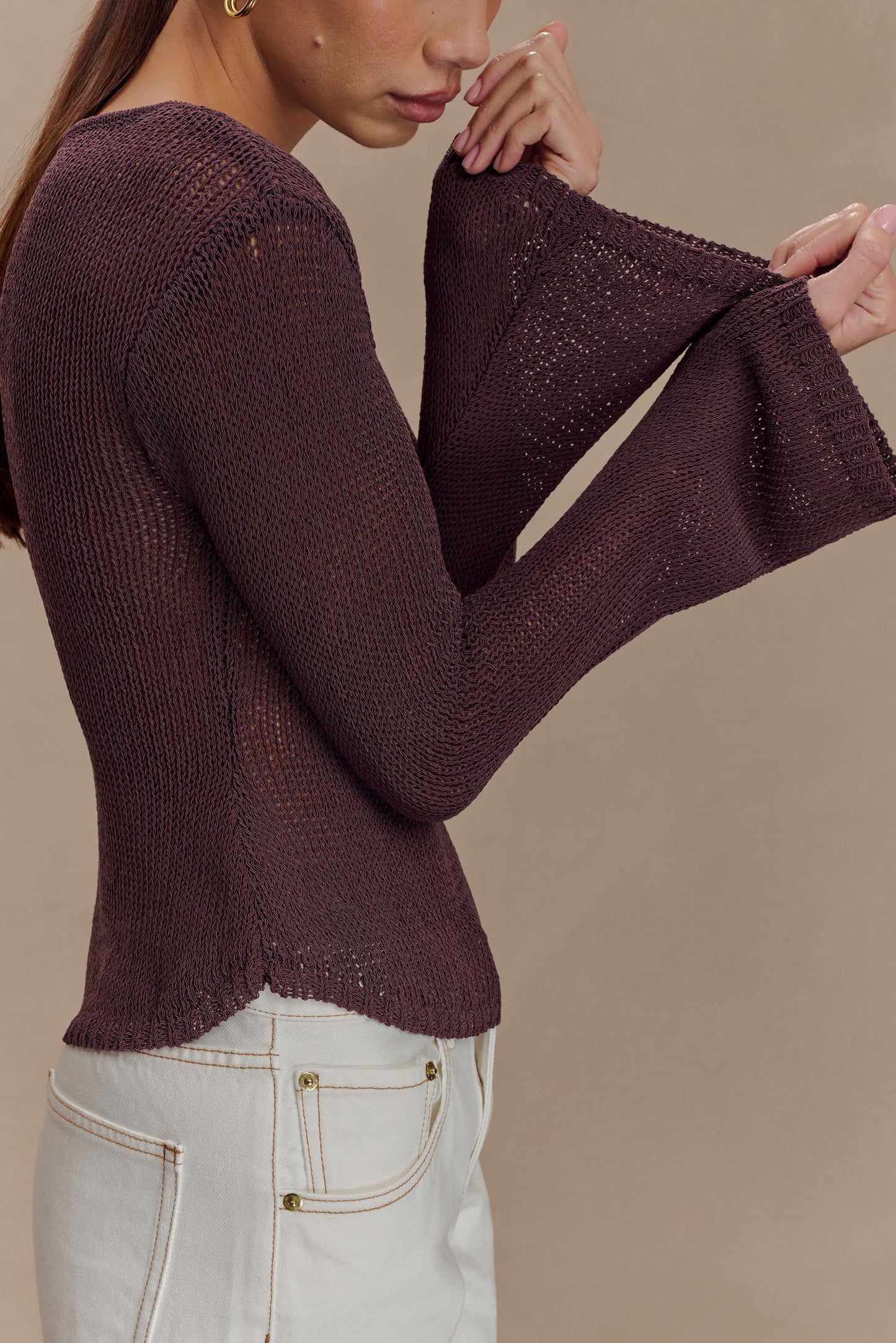Isabella Long Sleeve Knit Top - Chocolate