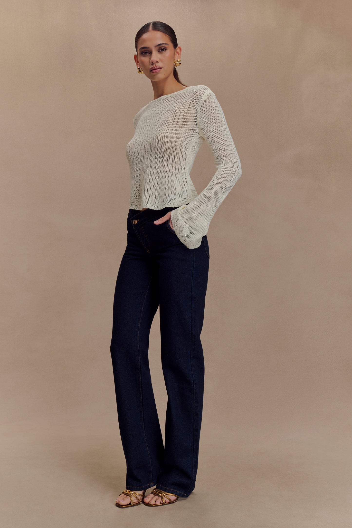 Isabella Long Sleeve Knit Top - White
