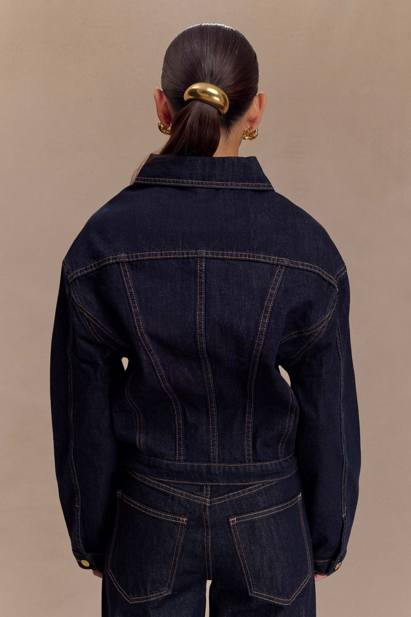 Kirra Cinched Denim Jacket - Washed Indigo Blue