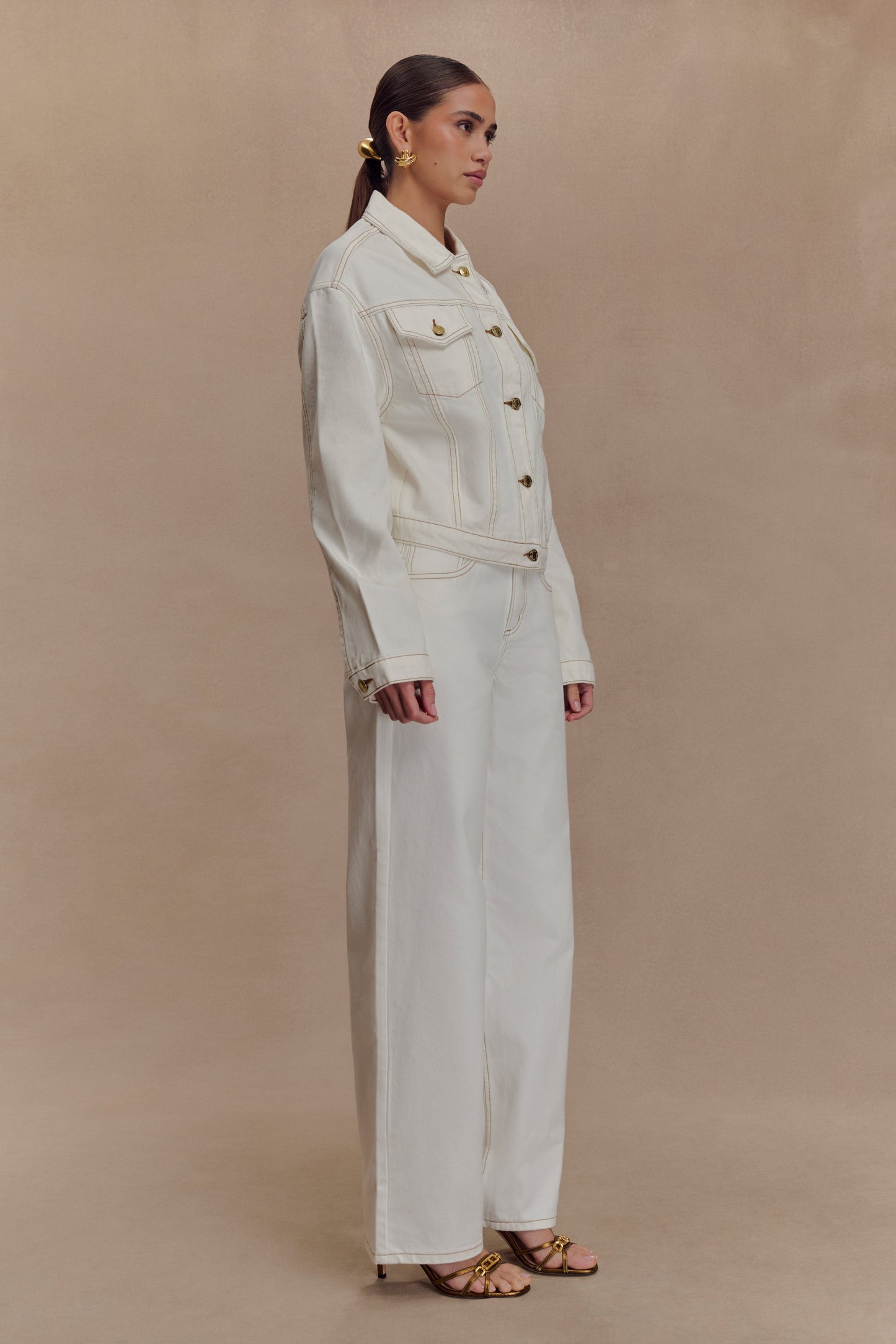 Kirra Cinched Denim Jacket - White