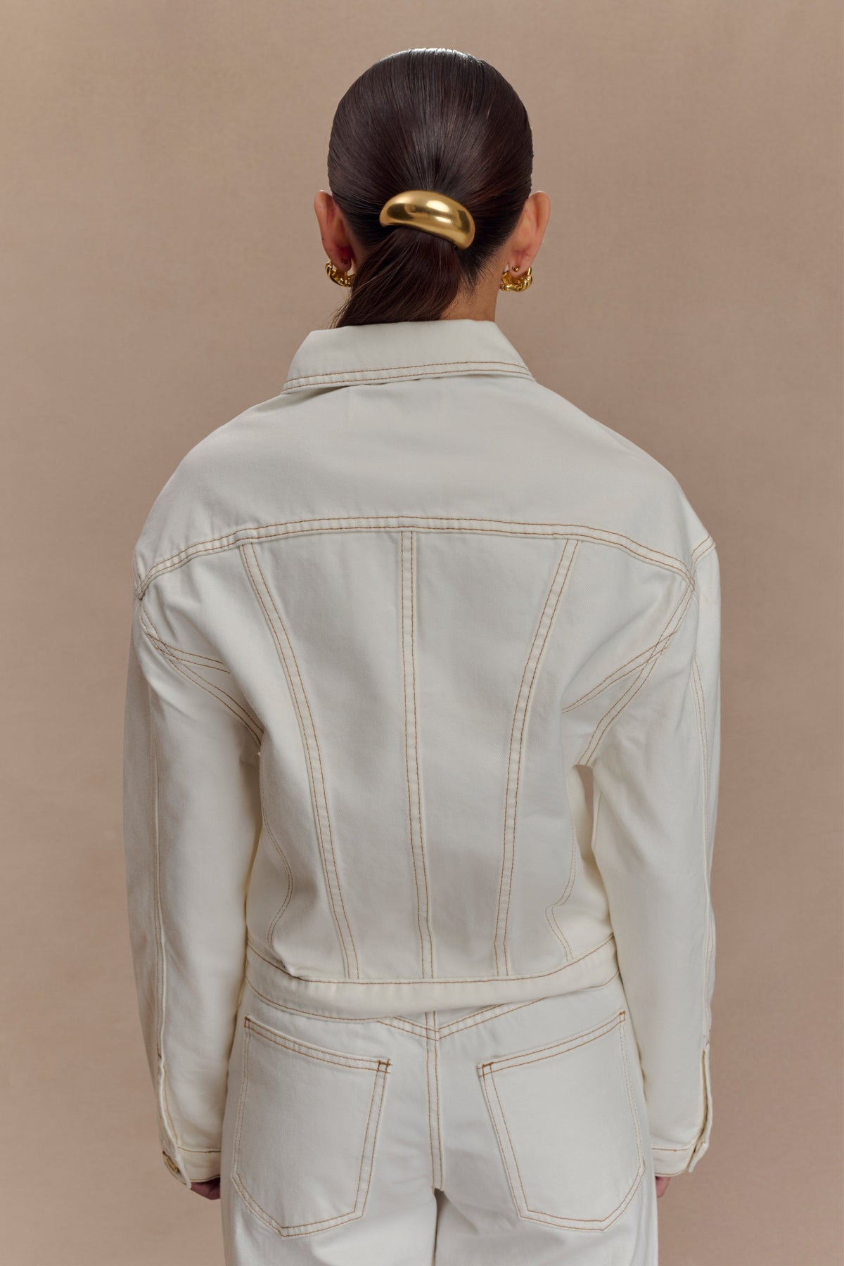 Kirra Cinched Denim Jacket - White
