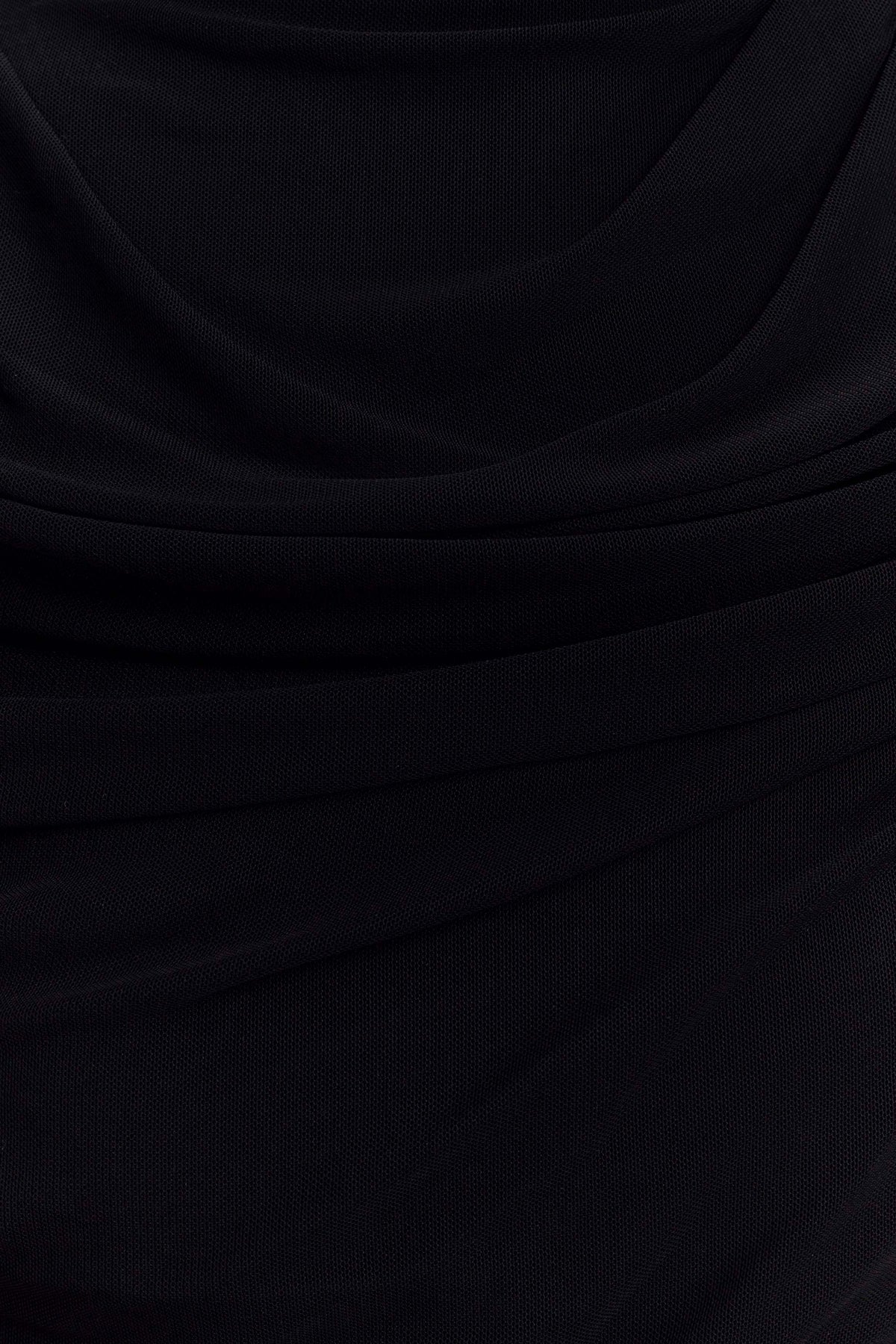 Pruedance Slinky Draped Top With Mesh Overlay - Black