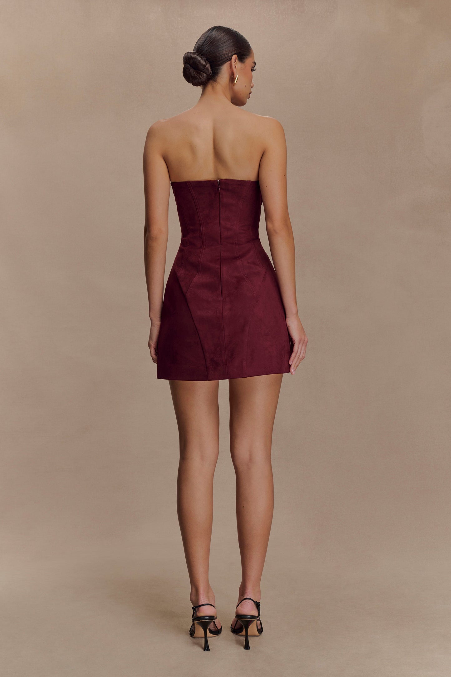 Andy Faux Suede Mini Dress - Wine
