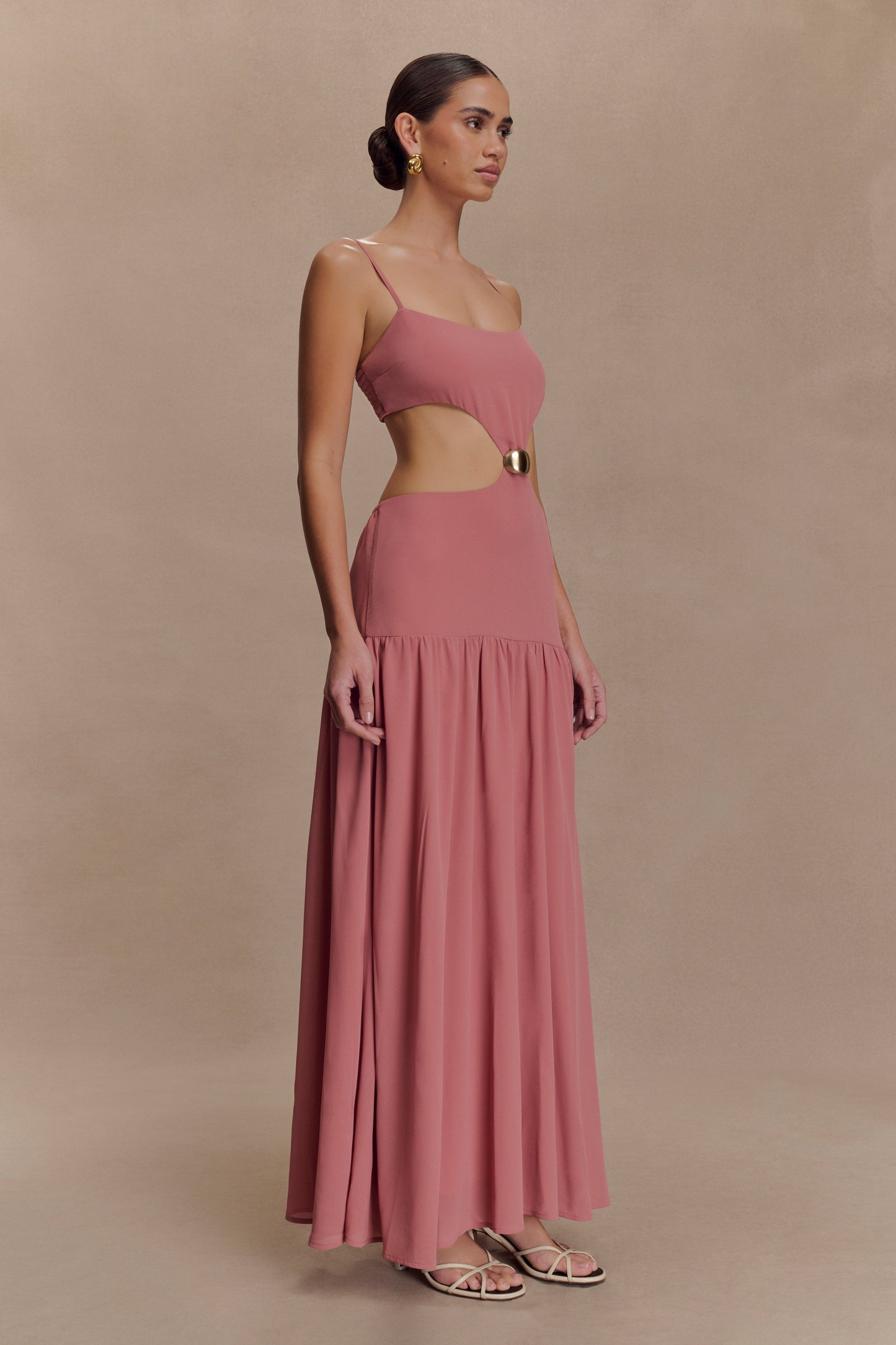 Georgina Chiffon Midi Dress - Burnt Rose