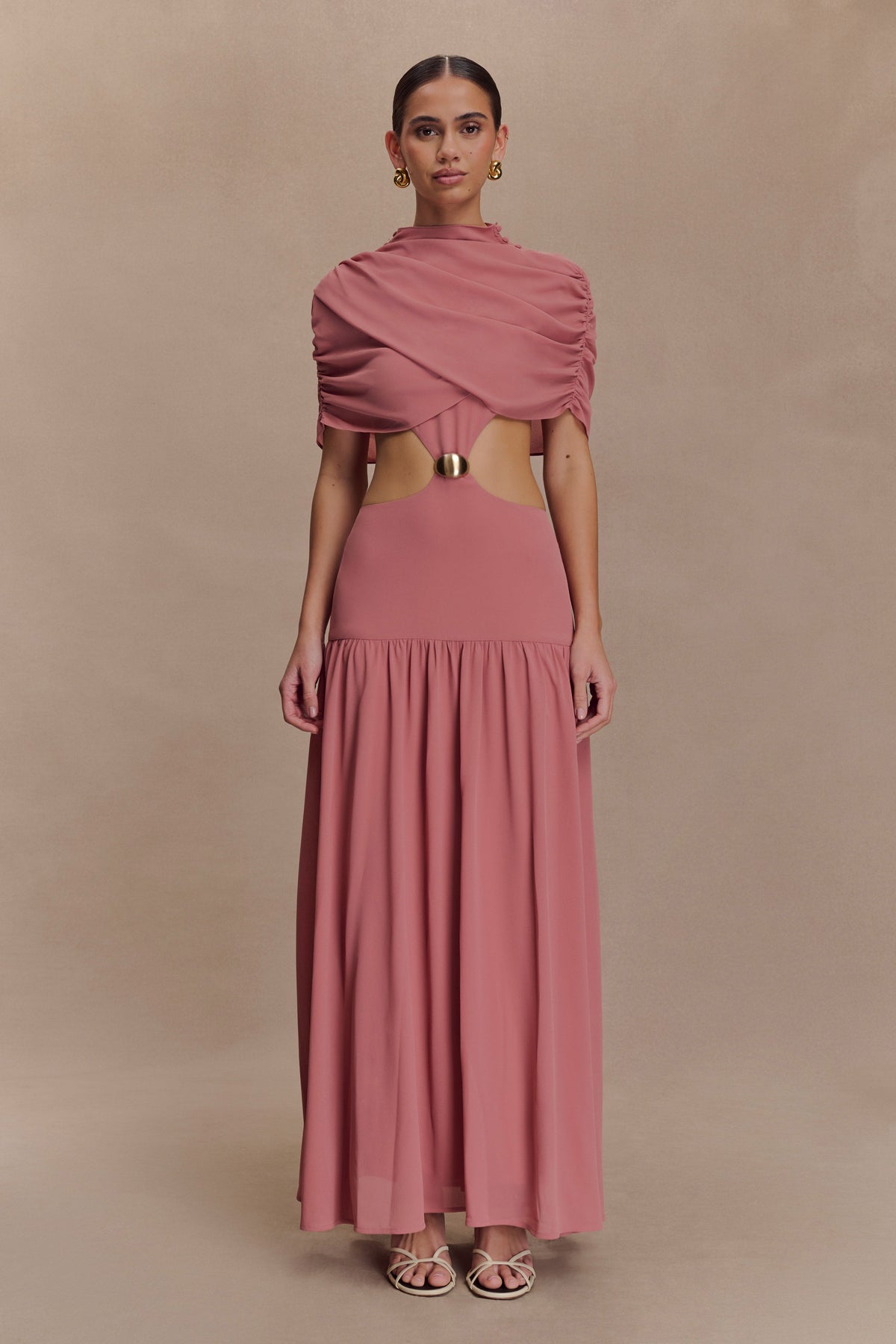 Georgina Chiffon Midi Dress - Burnt Rose