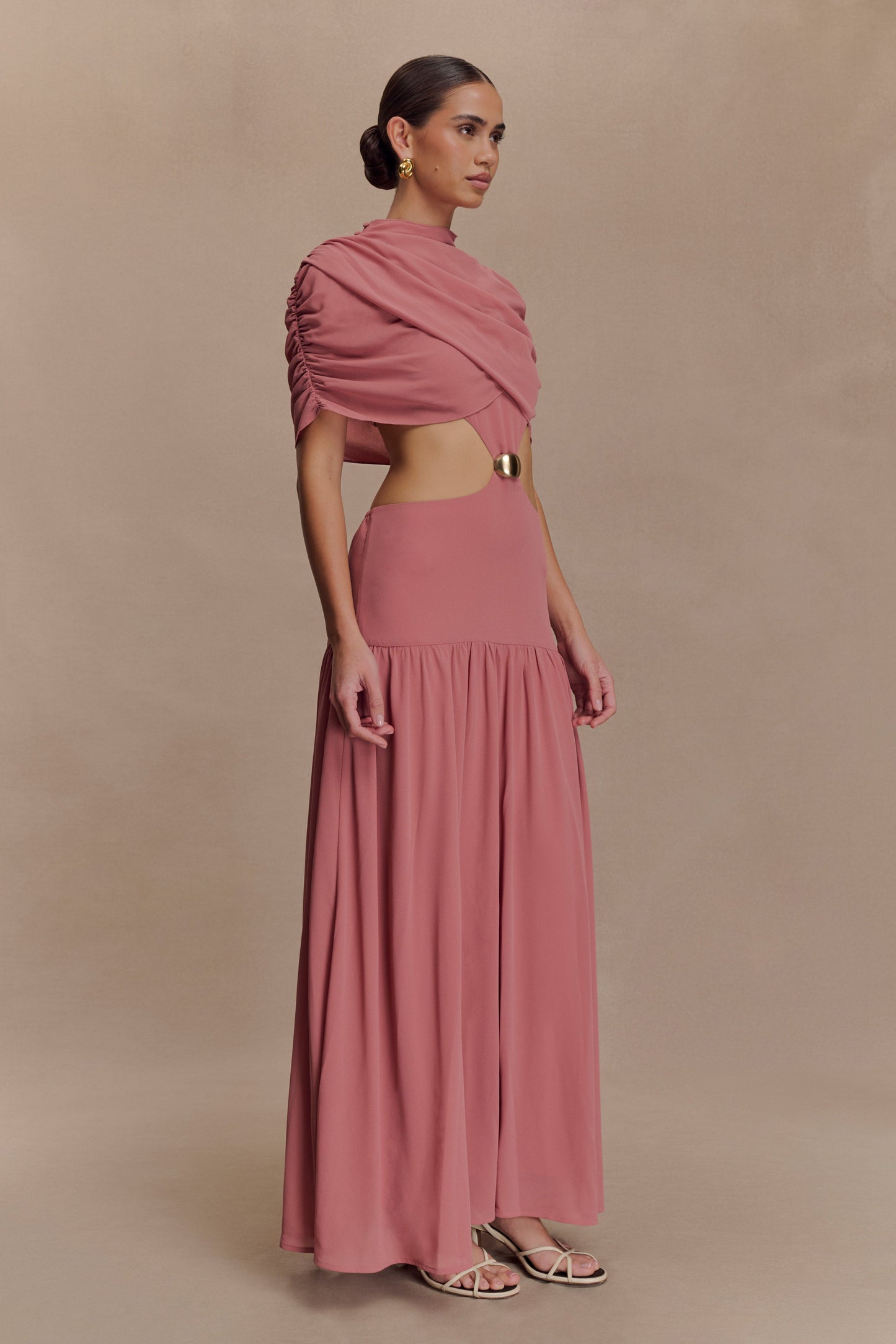 Georgina Chiffon Midi Dress - Burnt Rose