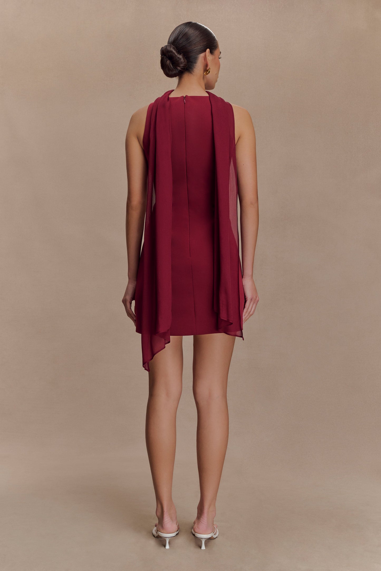 Skyler Suiting Embroidered Mini Dress - Wine