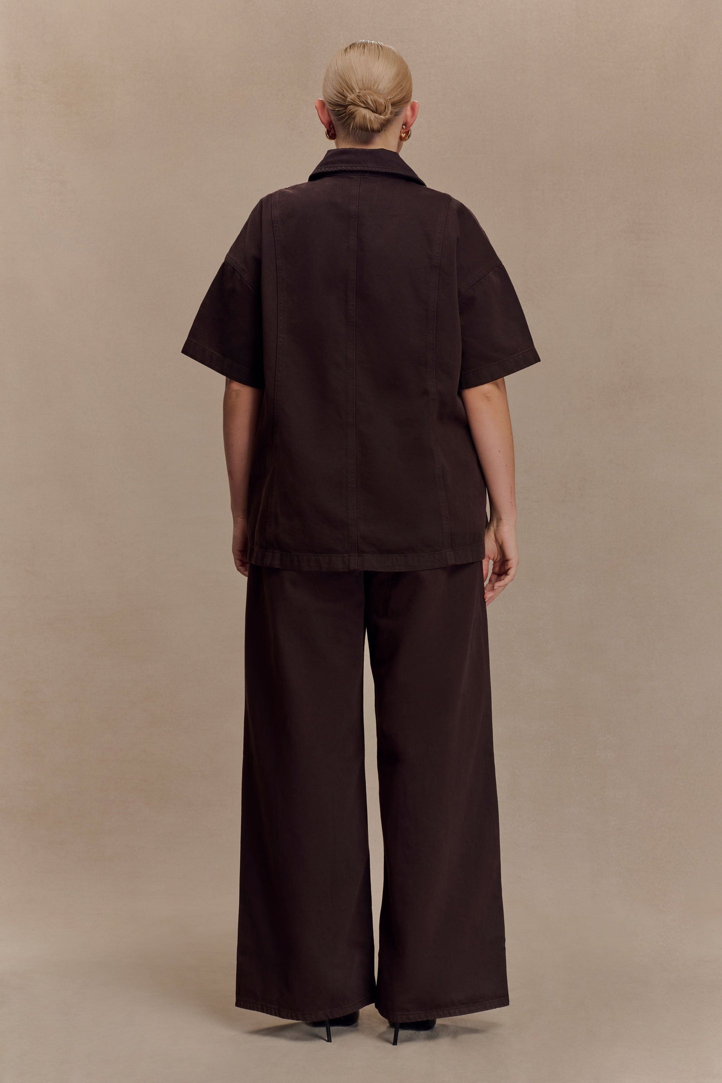 Maya Oversized Denim Shirt - Chocolate
