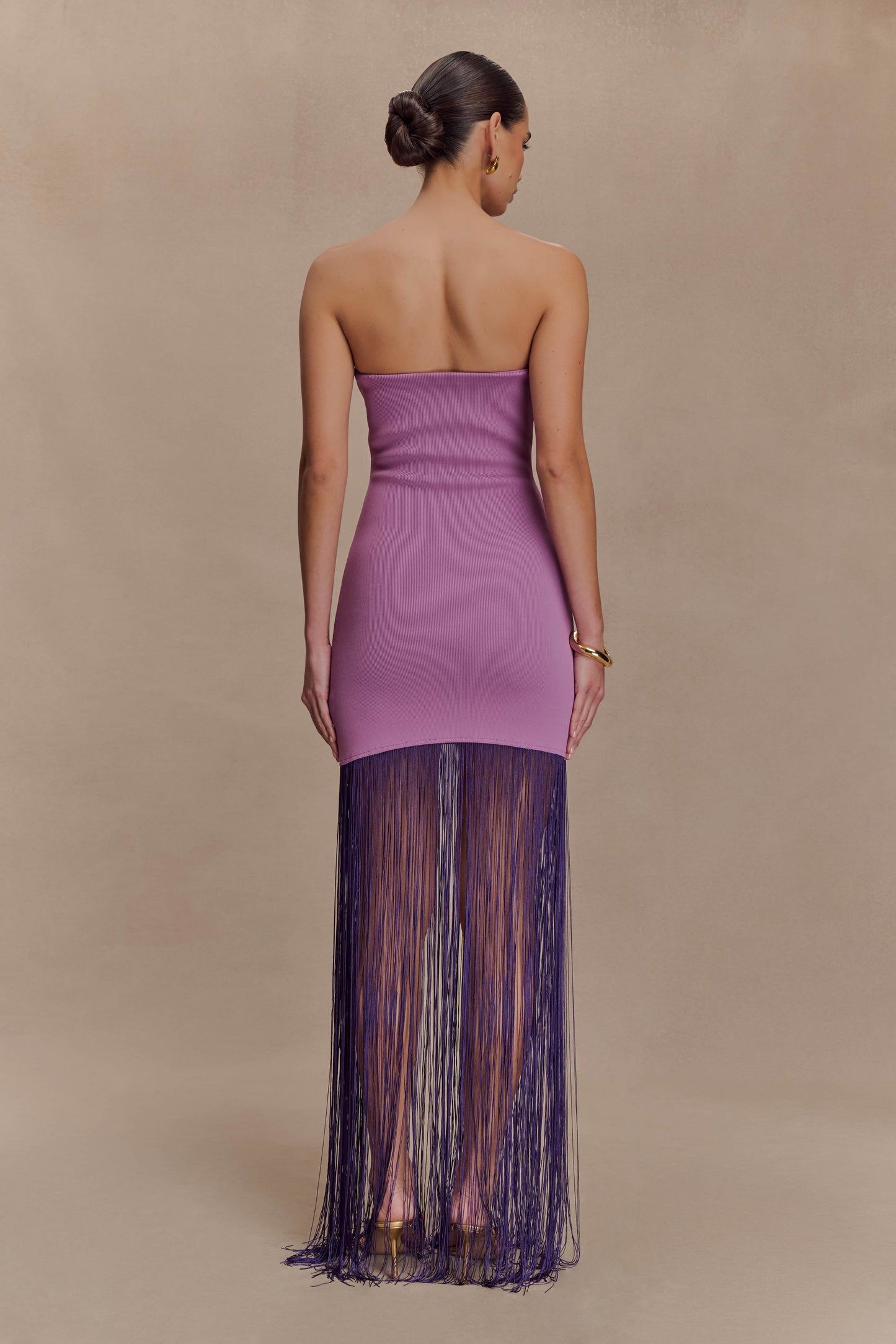 Koah Fringe Bandage Knit Maxi Dress - Purple