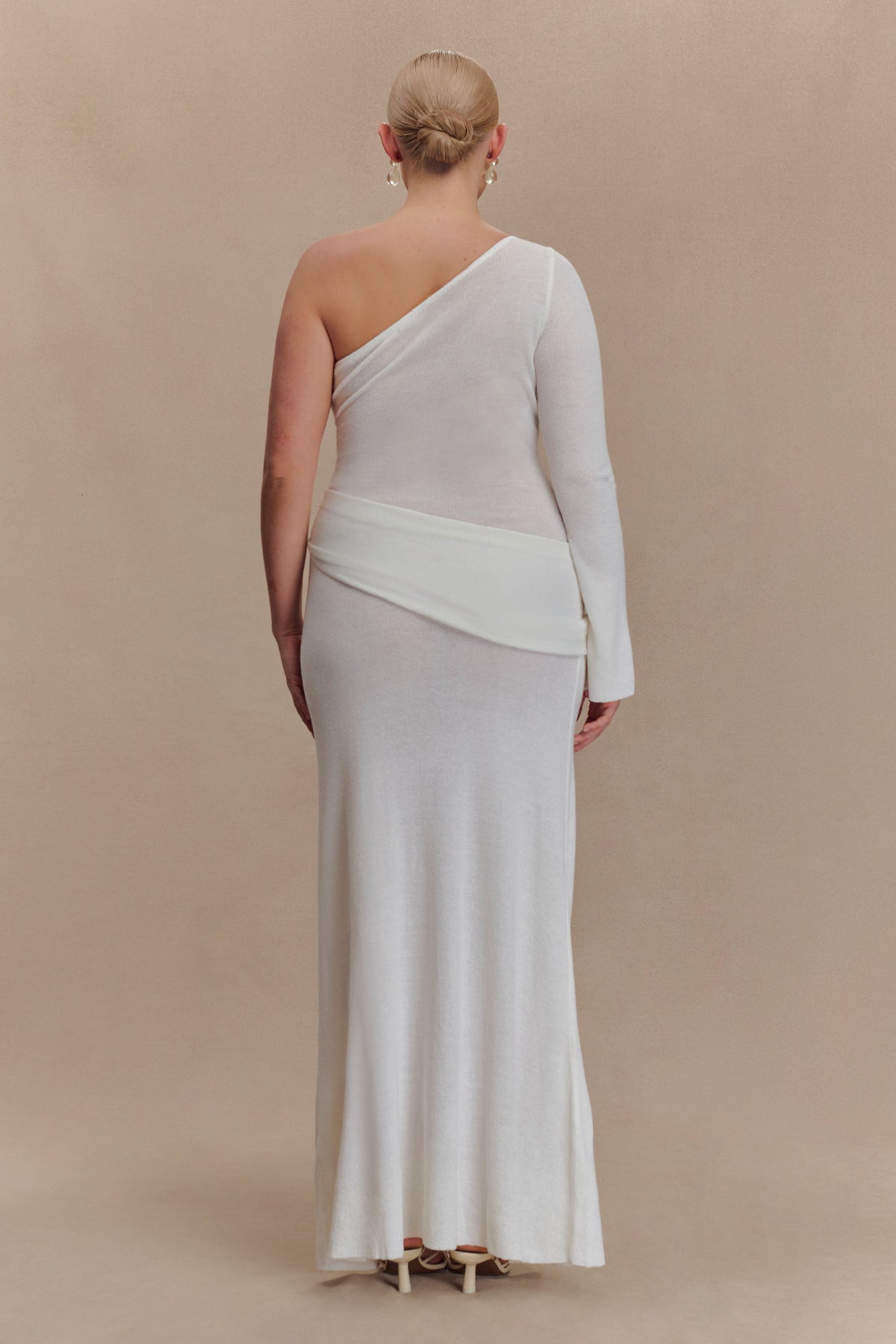 Alexius One Shoulder Knit Maxi Dress - Ivory
