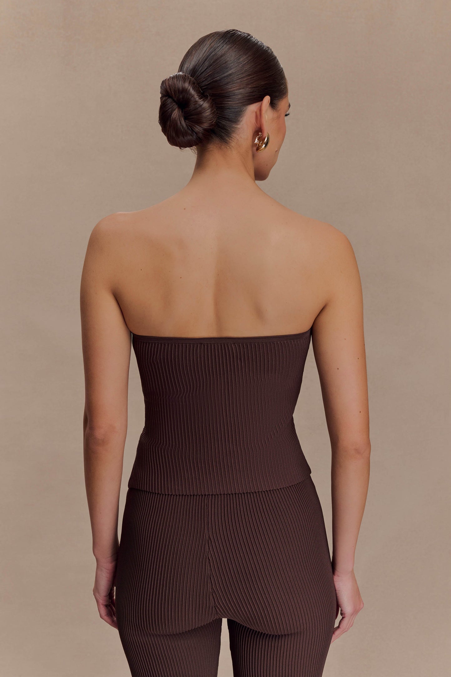 Elodie Strapless Cupped Knit Top - Chocolate