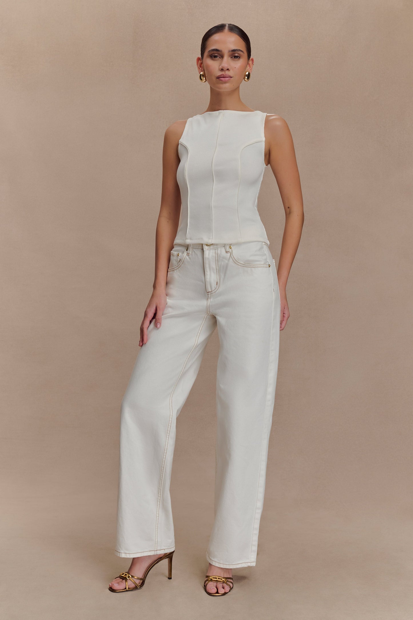 Coraline Panelled Sleeveless Top - White