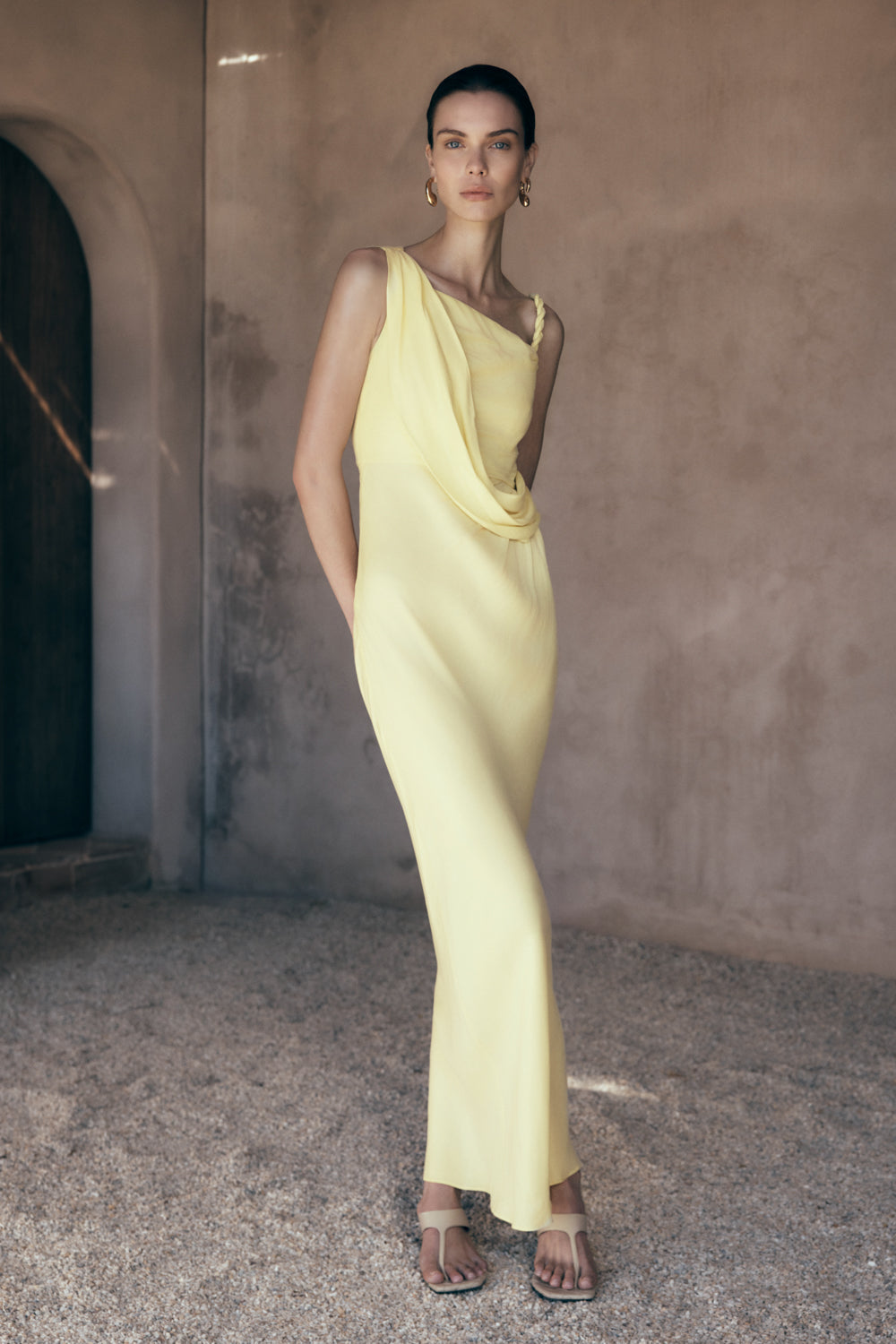 Lorieanne Draped Maxi Dress / Lemon | MESHKI