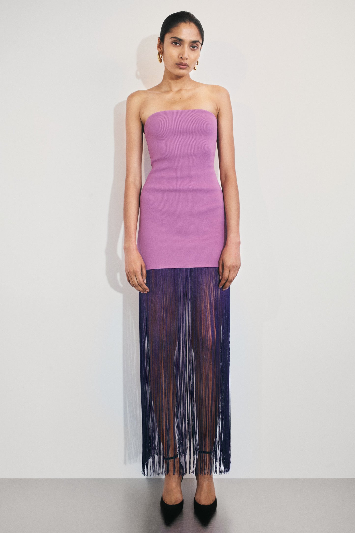Koah Fringe Bandage Knit Maxi Dress - Purple