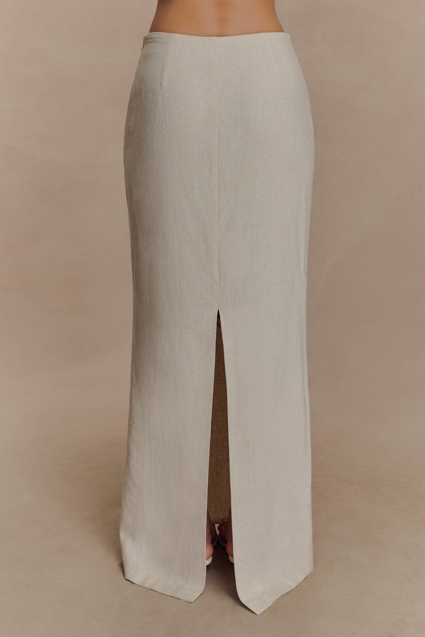 Casey Linen Embroidered Maxi Skirt - Natural