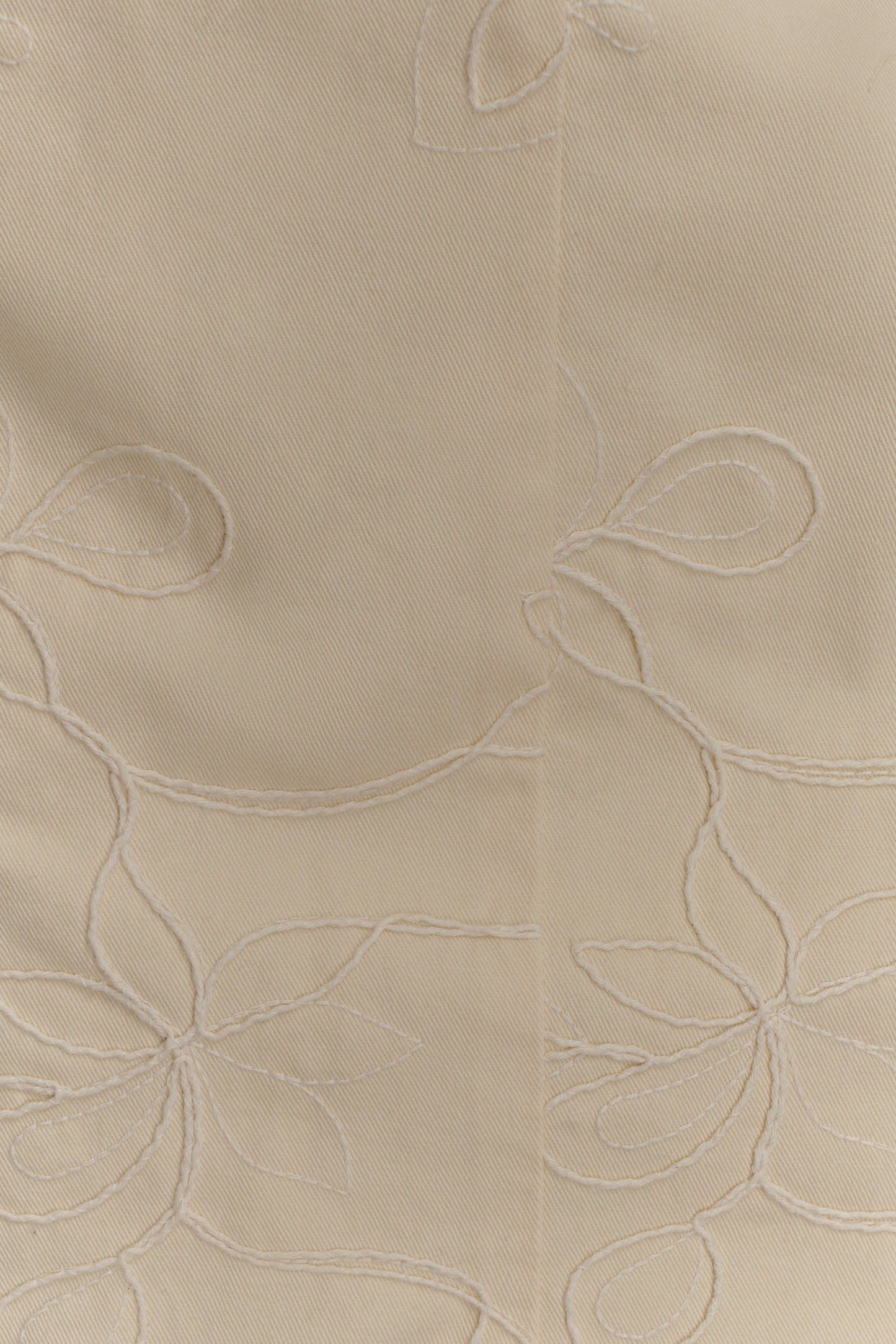 Ebony Embroidered Denim Mini Dress - Cream