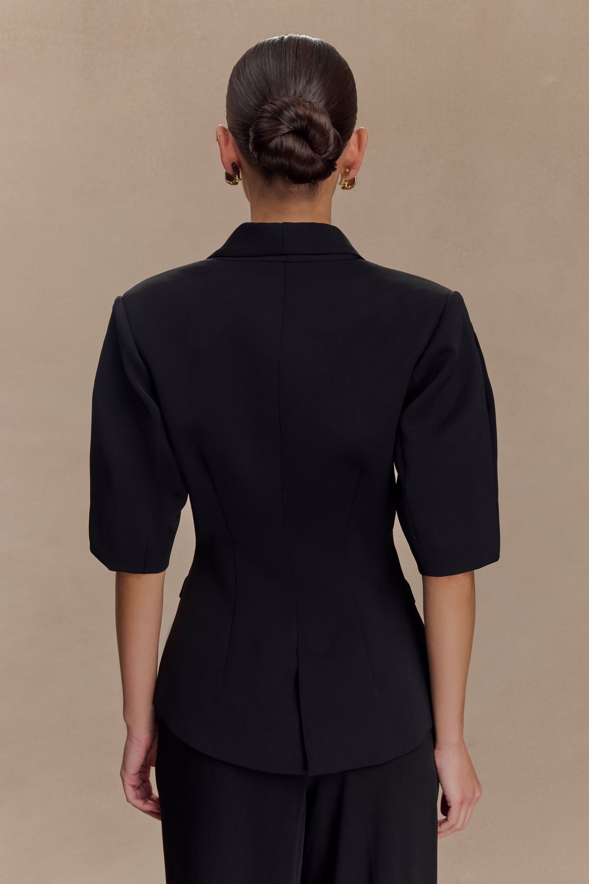 Opal Puff Sleeve Suiting Top - Black
