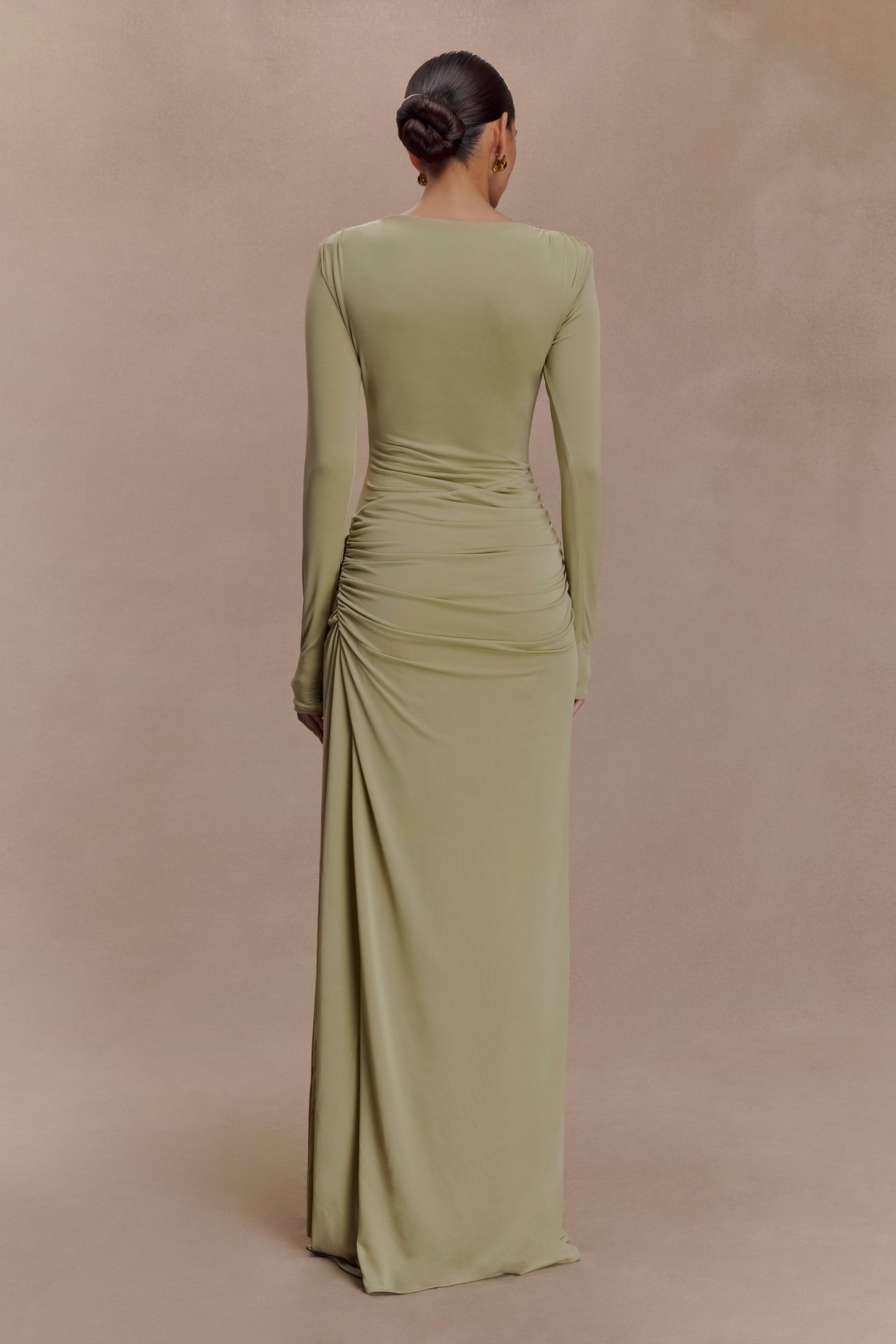 Deanna Long Sleeve Gathered Maxi Dress - Sage
