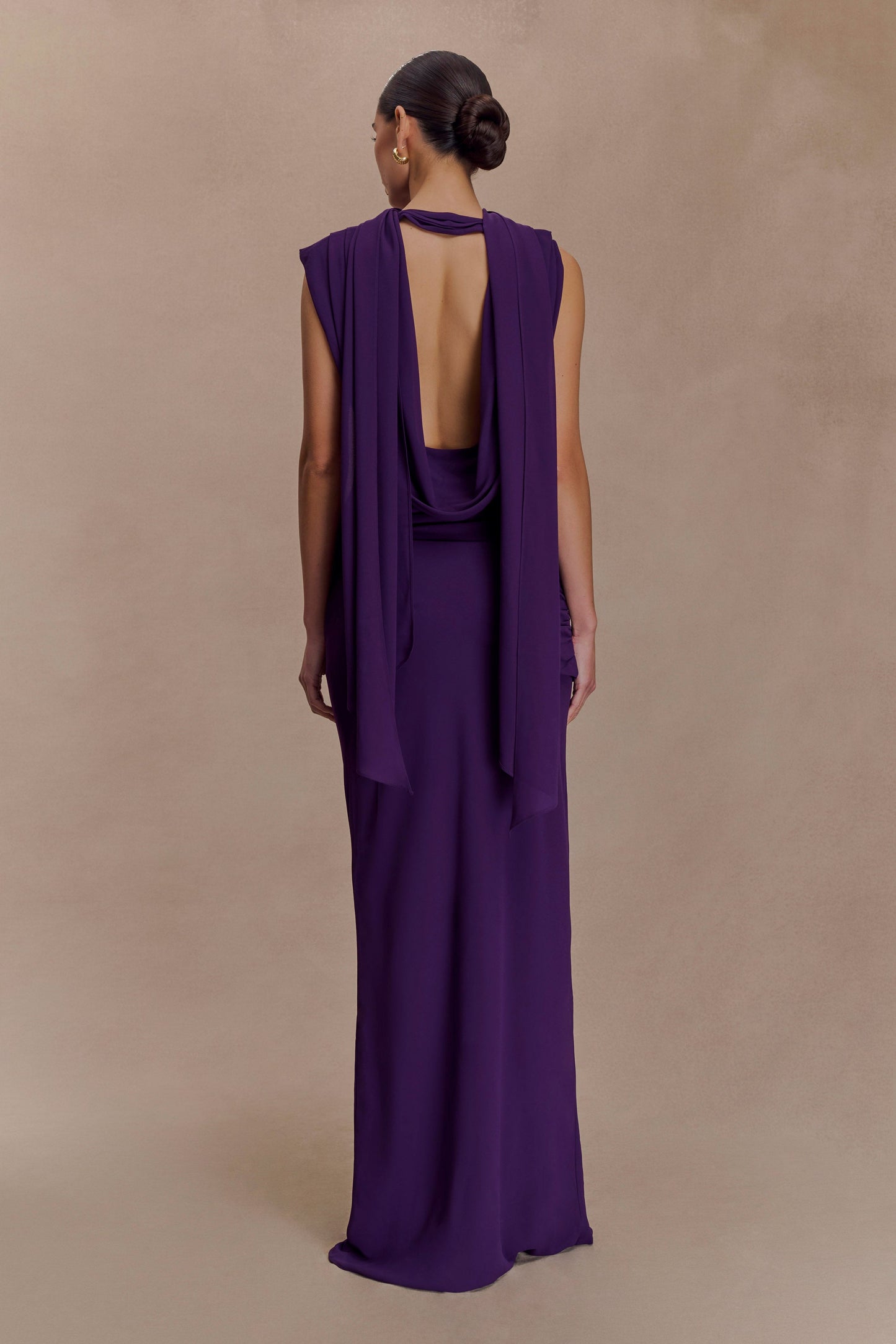 Giulia Chiffon Draped Maxi Dress - Purple