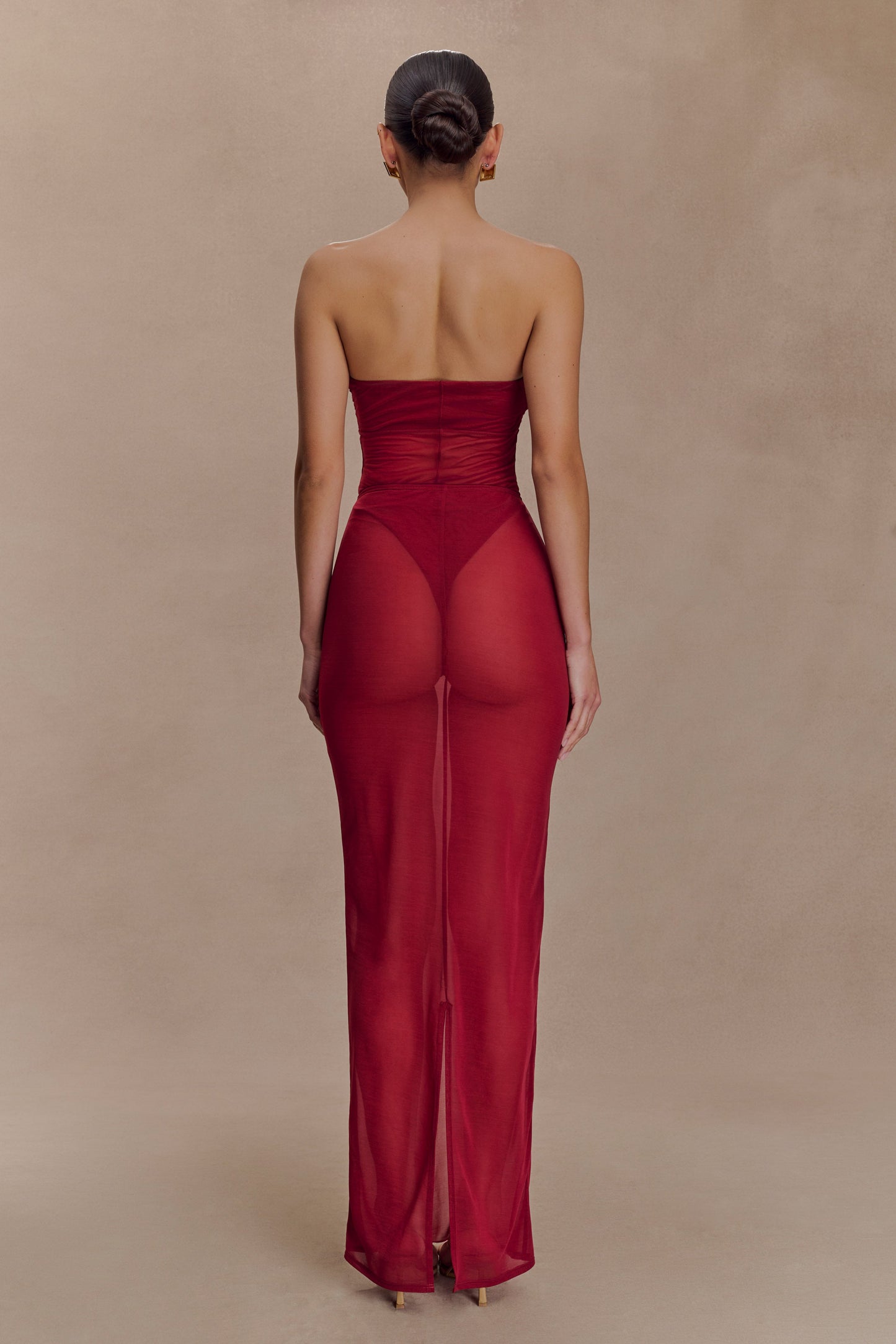 Aoife Strapless Mesh Bodysuit - Raspberry