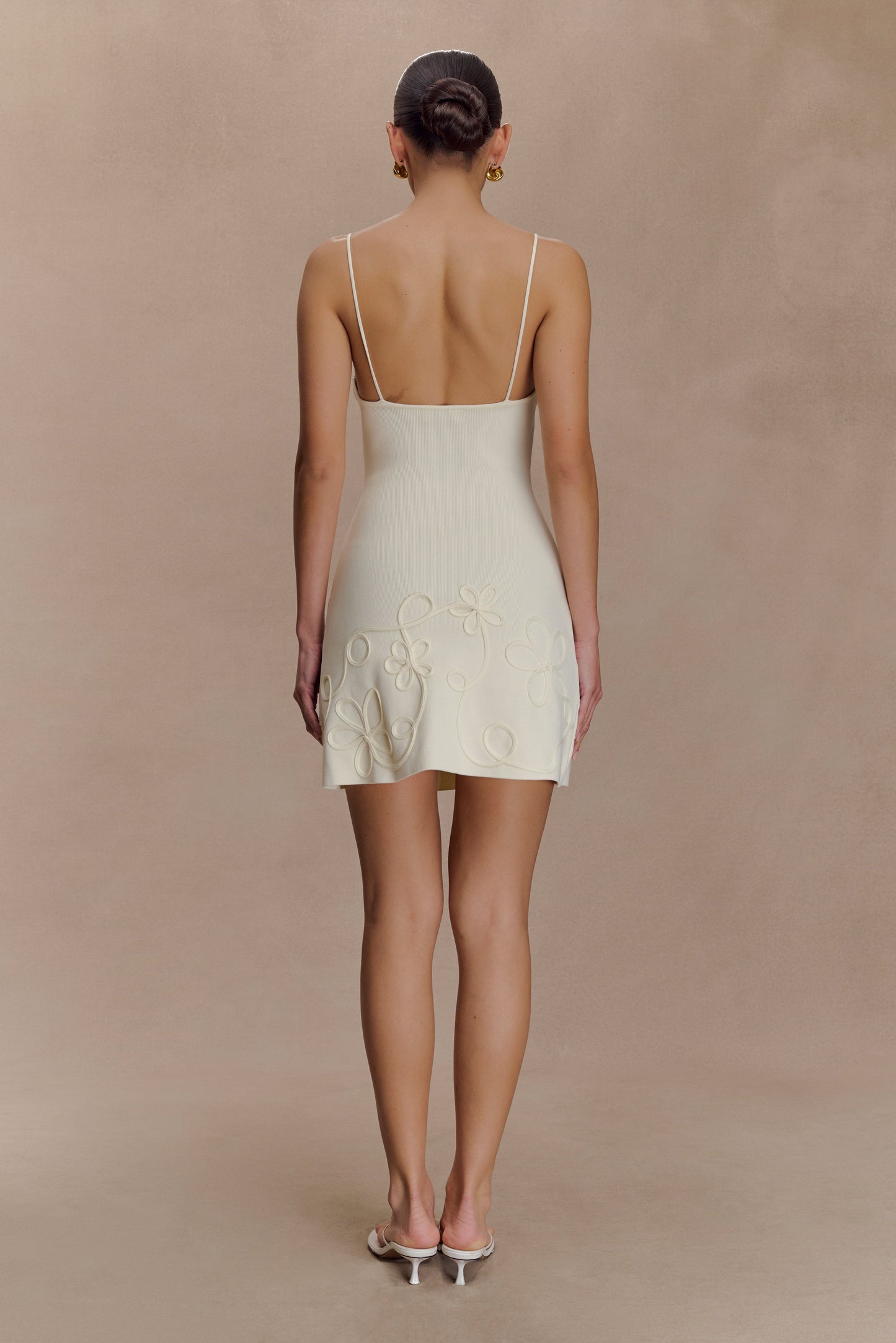 Brullo Embroidery Knit Mini Dress - Ivory