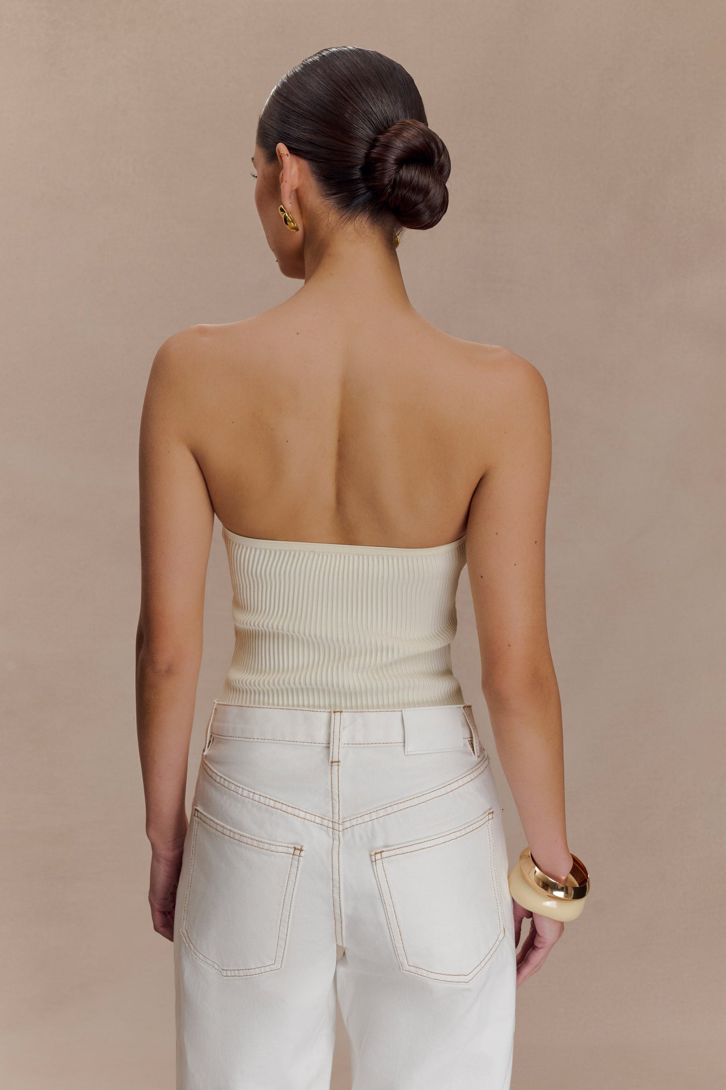 Elodie Strapless Cupped Knit Top - Ivory