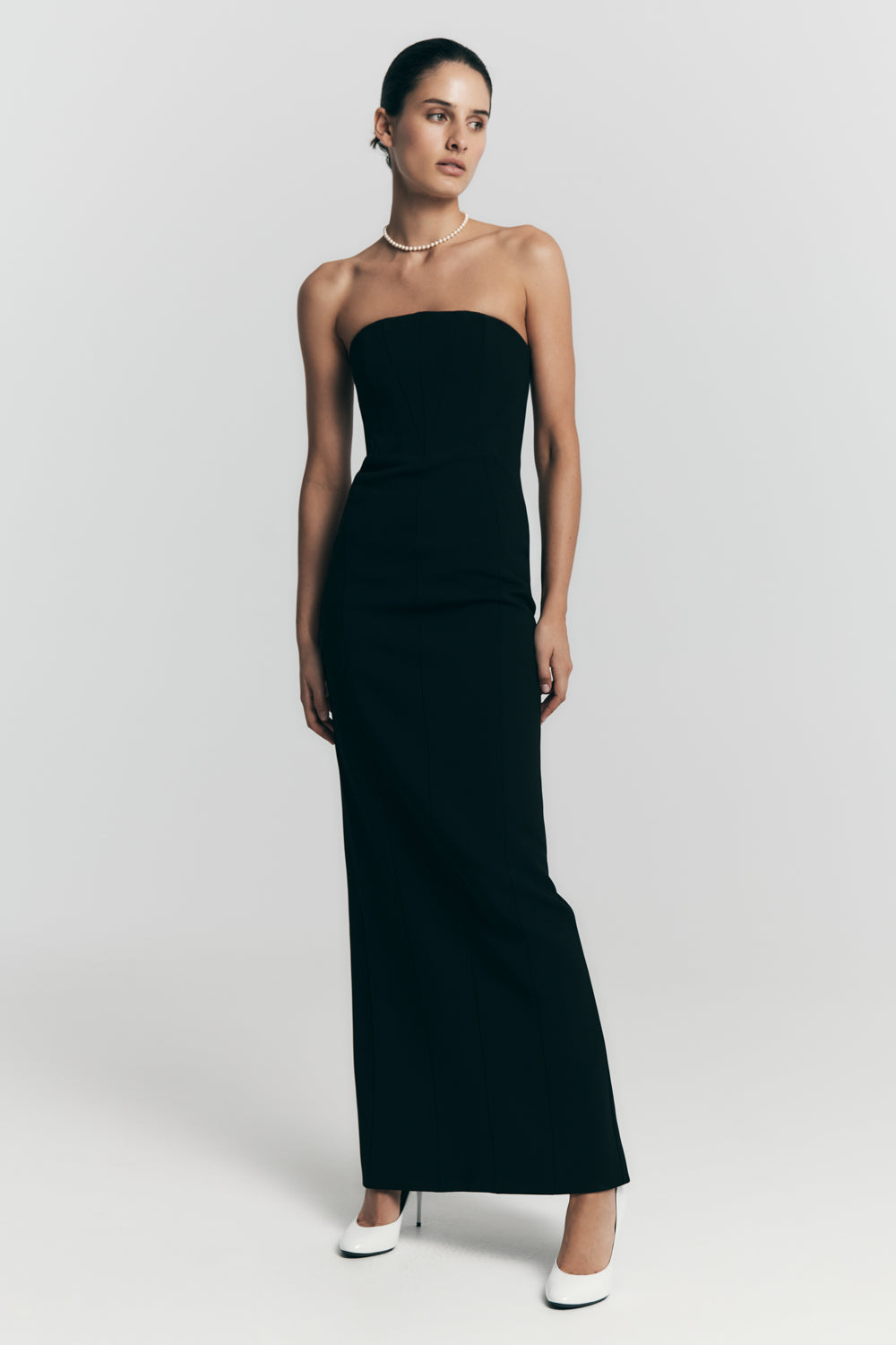 Kalila Strapless Crepe Maxi Dress - Black | MESHKI US Kalila Strapless Crepe Maxi Dress - Black | MESHKI US