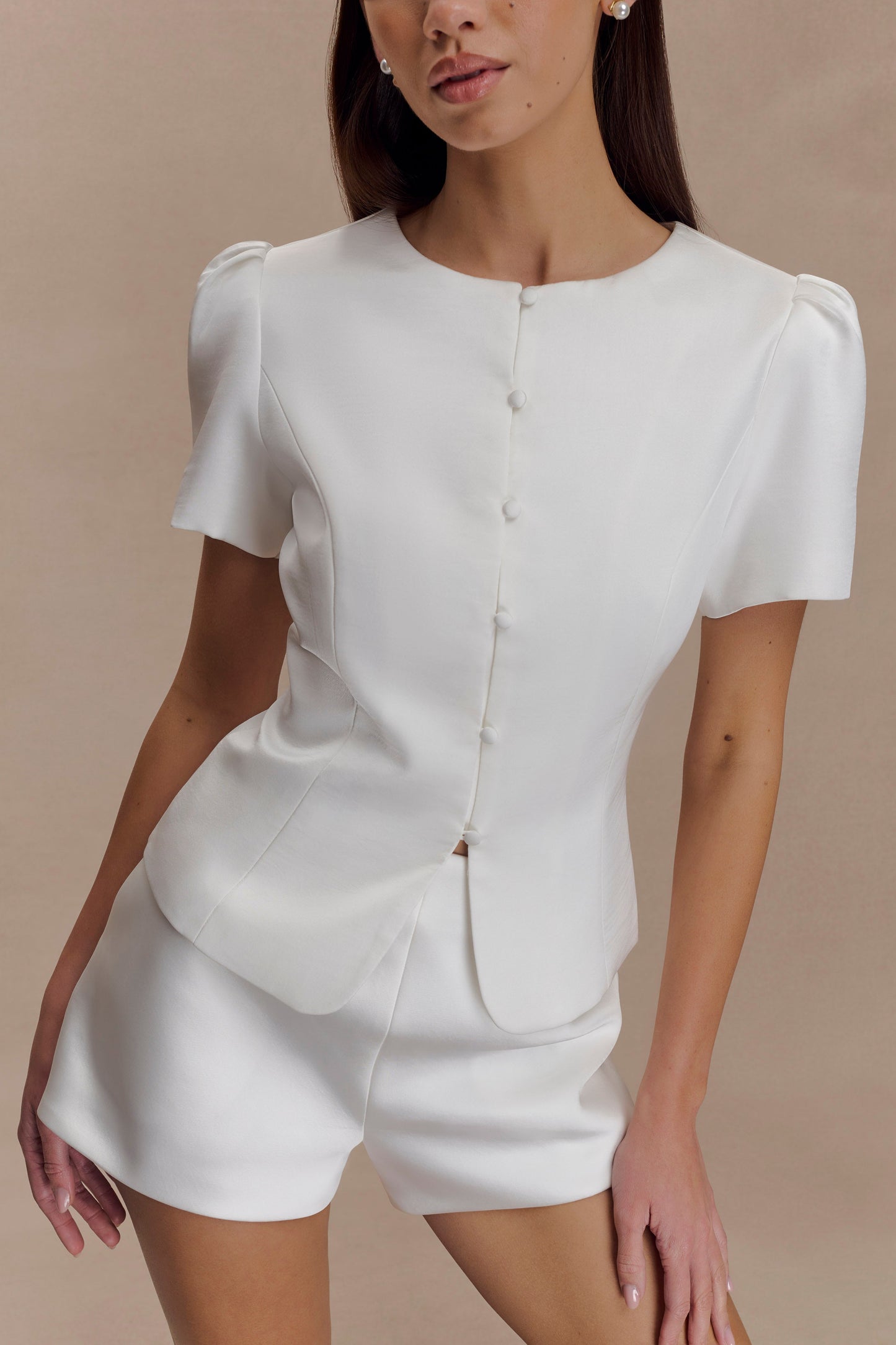 Anne Satin Mini Short - White