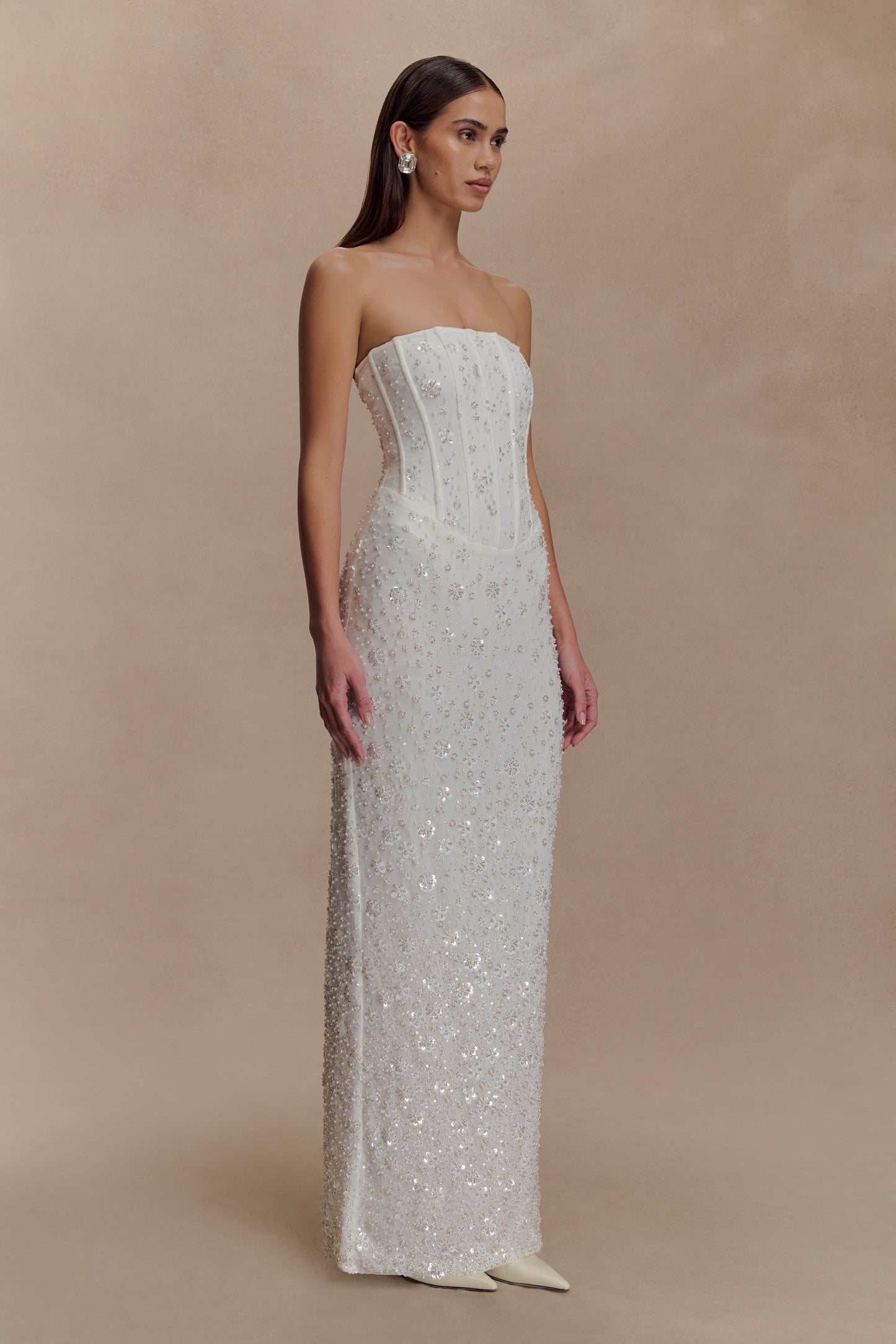 Gemma Strapless Embellished Maxi Dress - Ivory