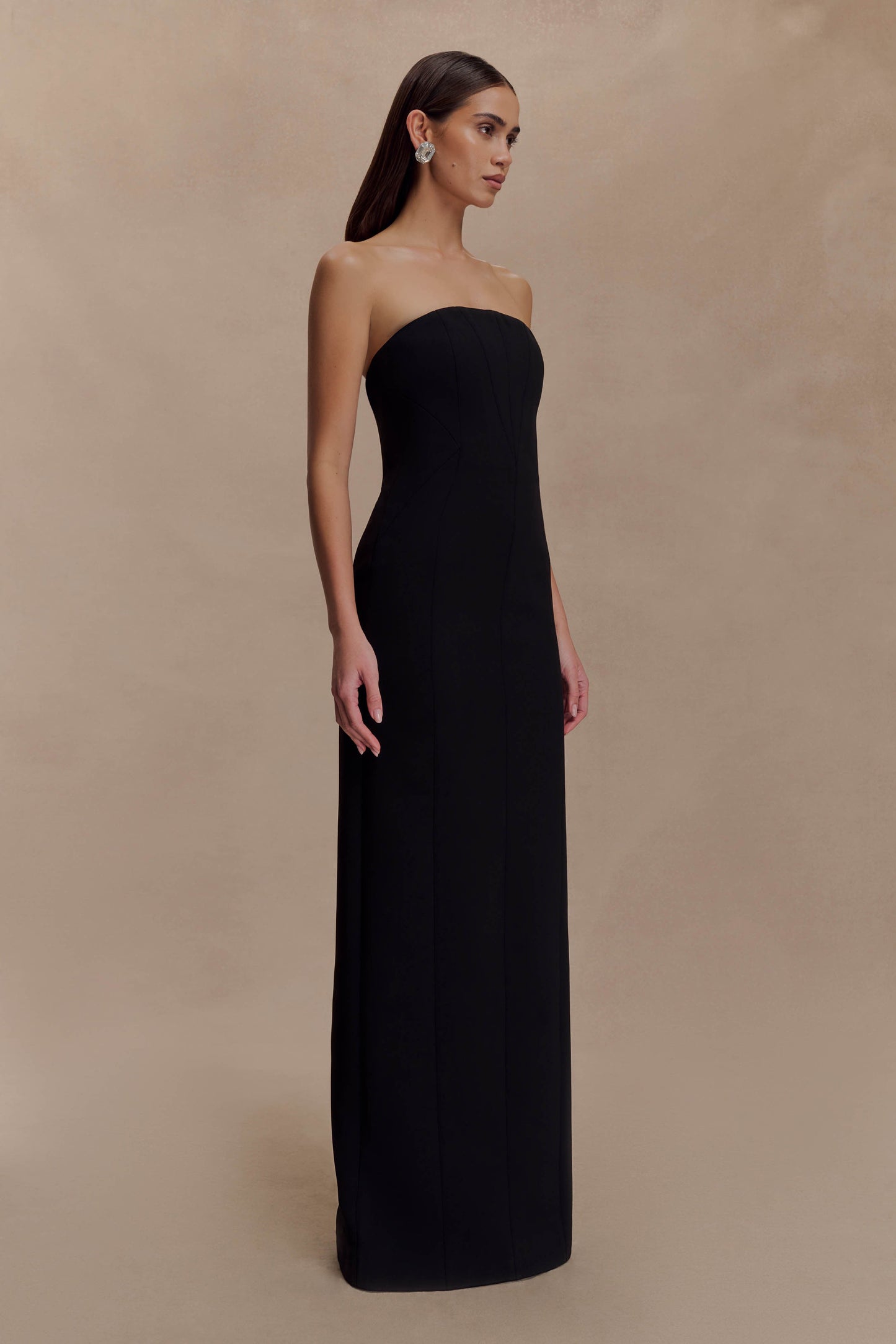 Kalila Strapless Crepe Maxi Dress - Black