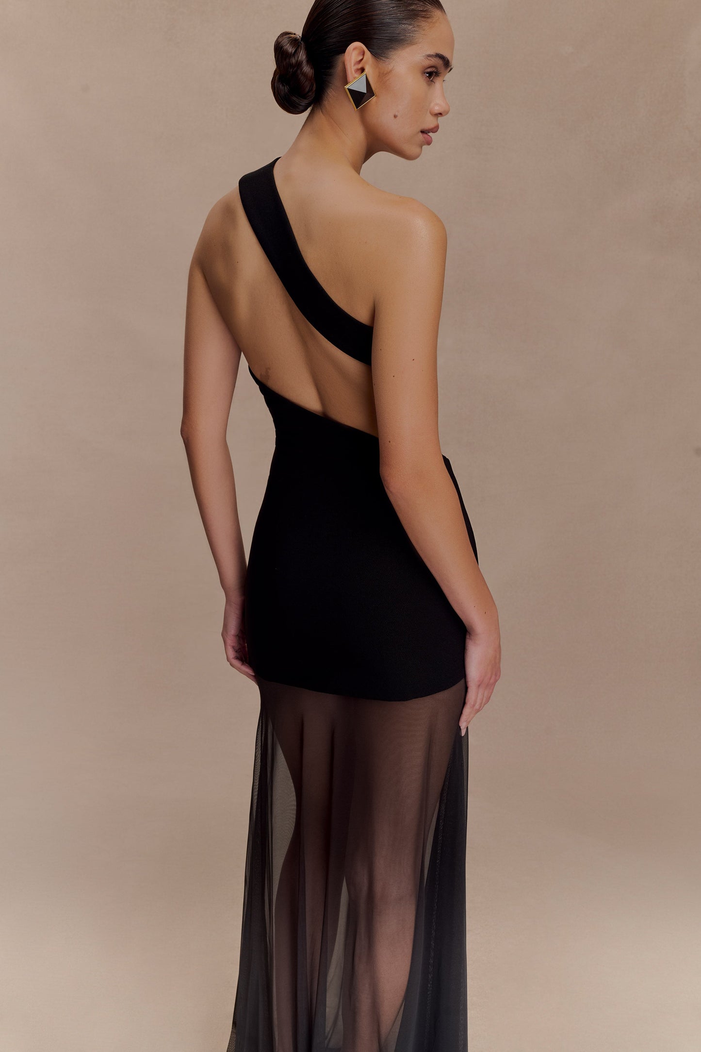 Vashti Cut Out Mesh Maxi Dress - Black