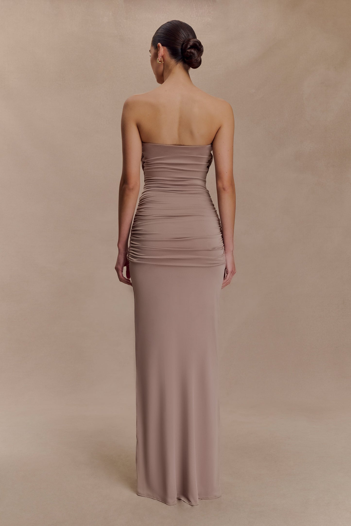 Mirren Strapless Slinky Maxi Dress - Bronze