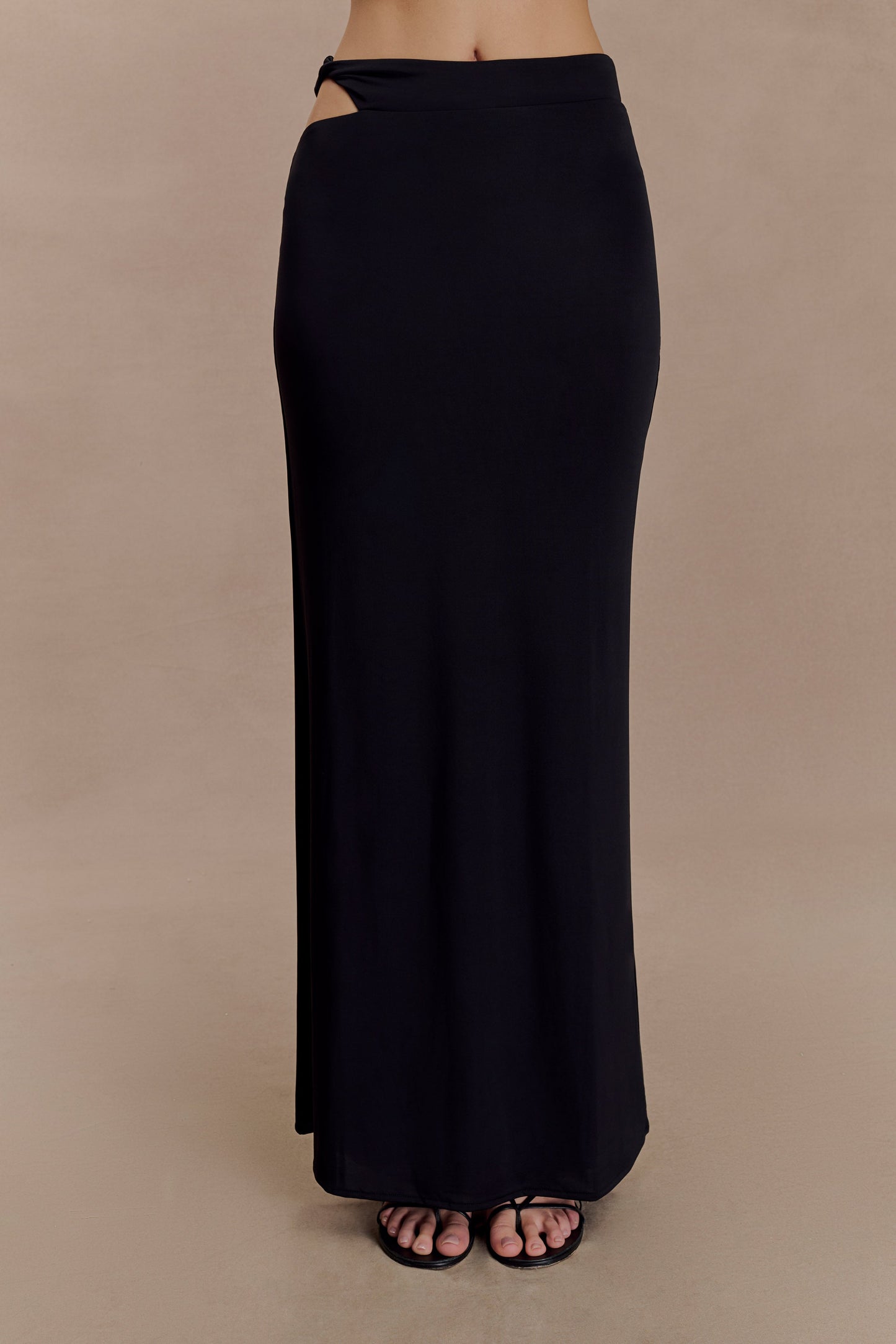 Haven Slinky Twist Midi Skirt - Black