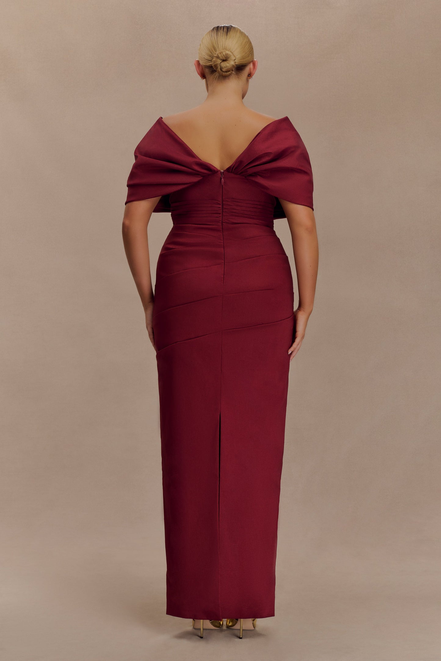 Thelma Bardot Maxi Dress - Wine