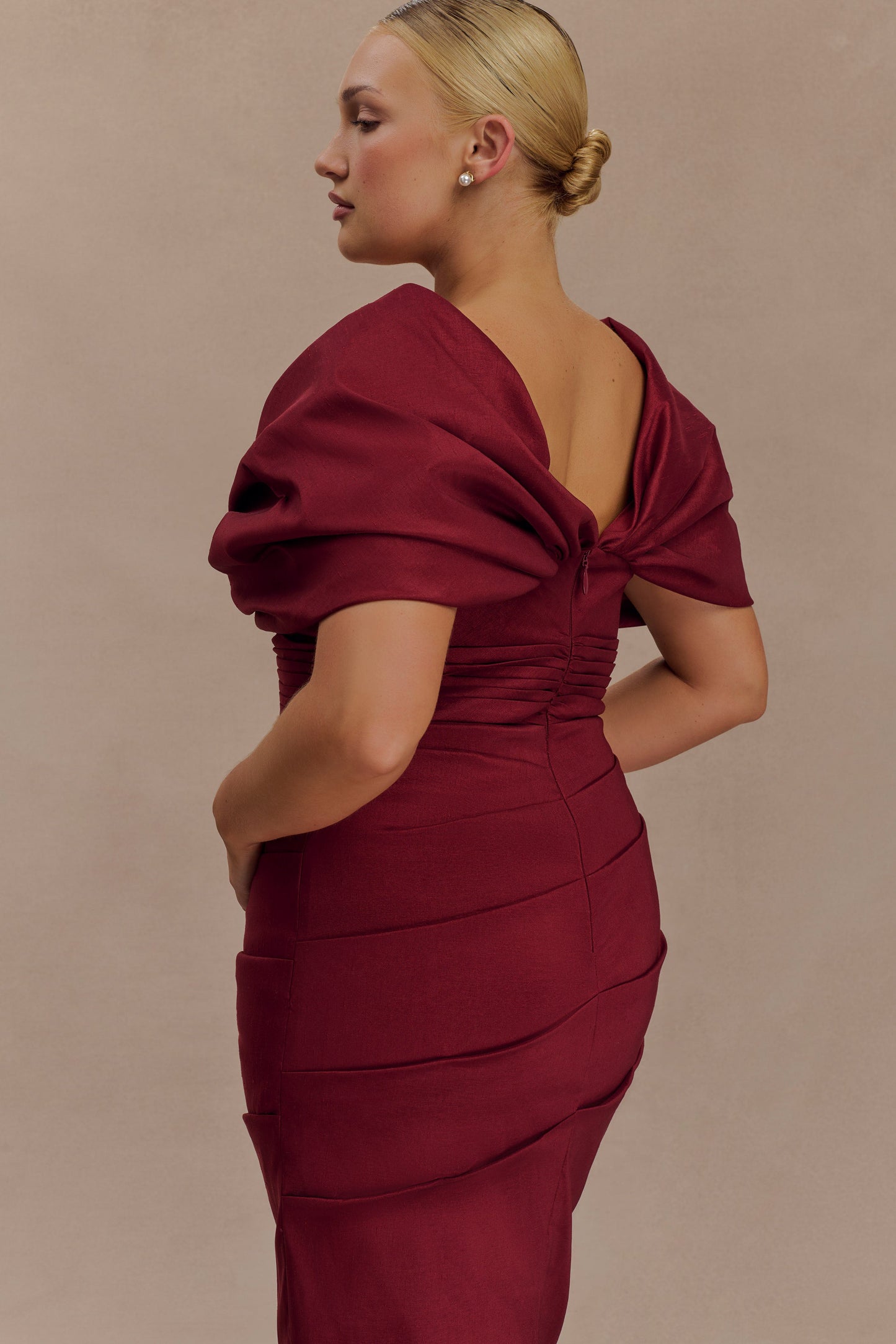 Thelma Bardot Maxi Dress - Wine