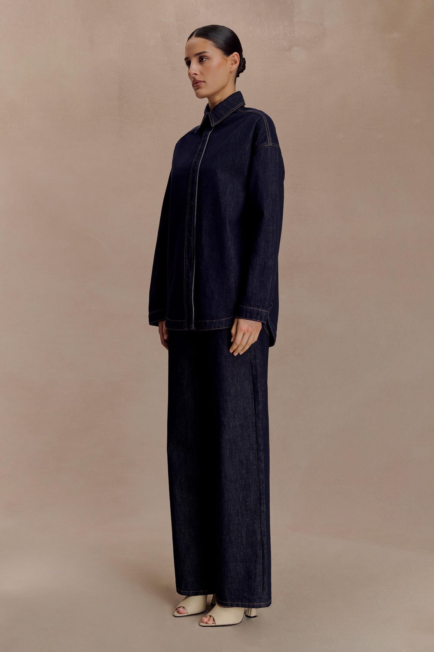 Lioda Oversized Denim Shirt - Washed Indigo Blue