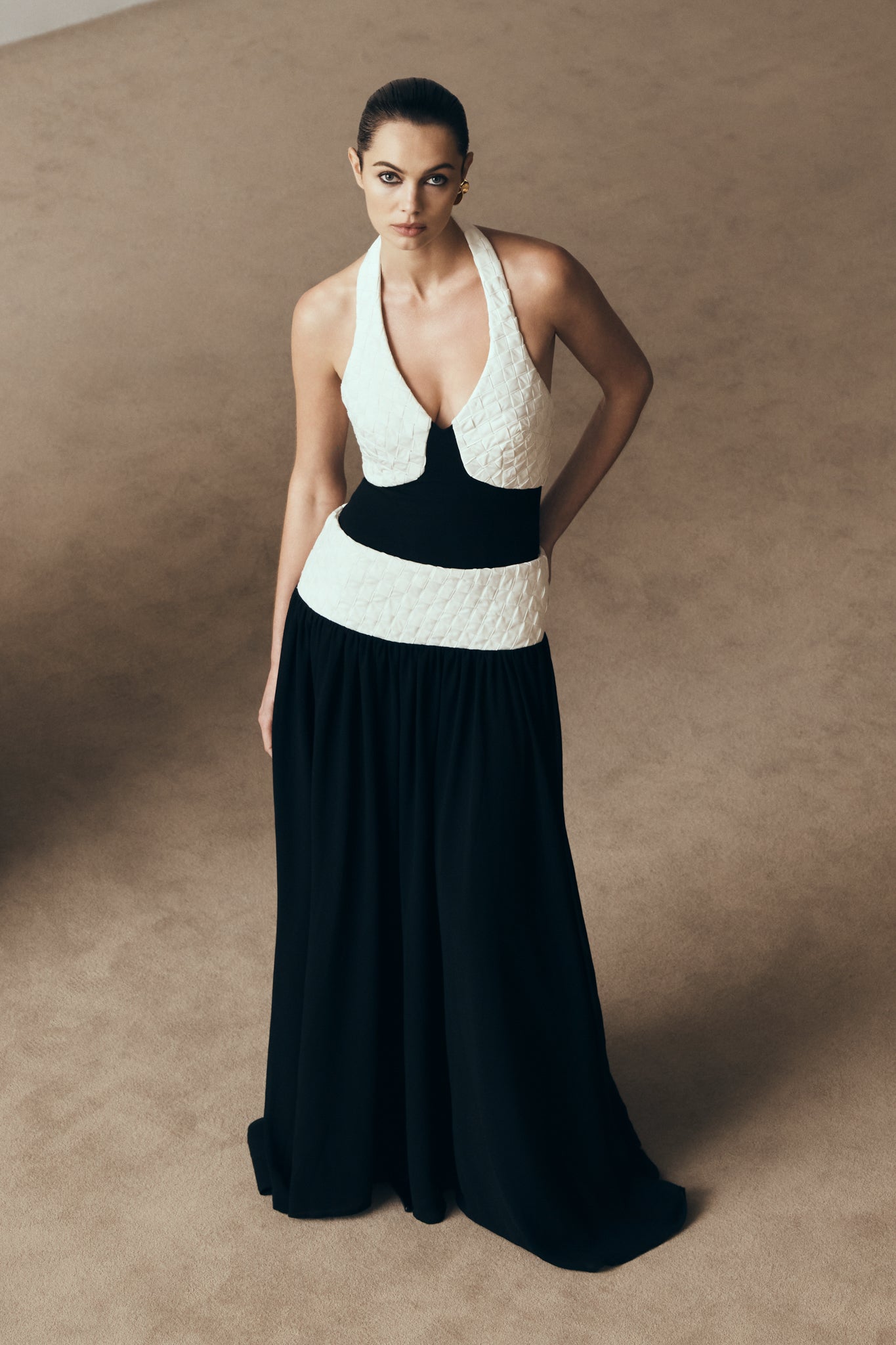 Celine Chiffon Maxi Dress / Black/White | MESHKI